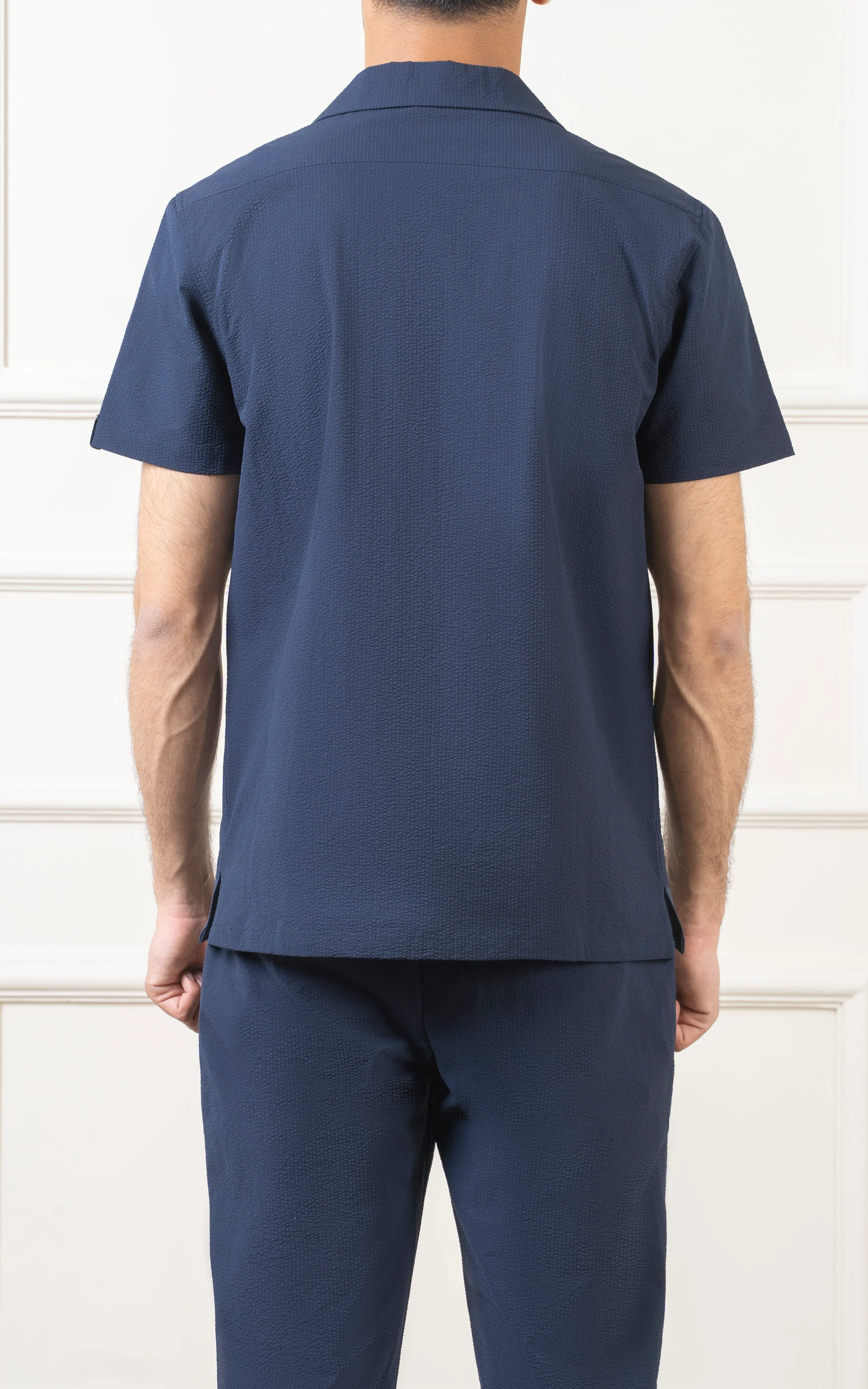 CUBAN COLLAR SHIRT NAVY - Image 4