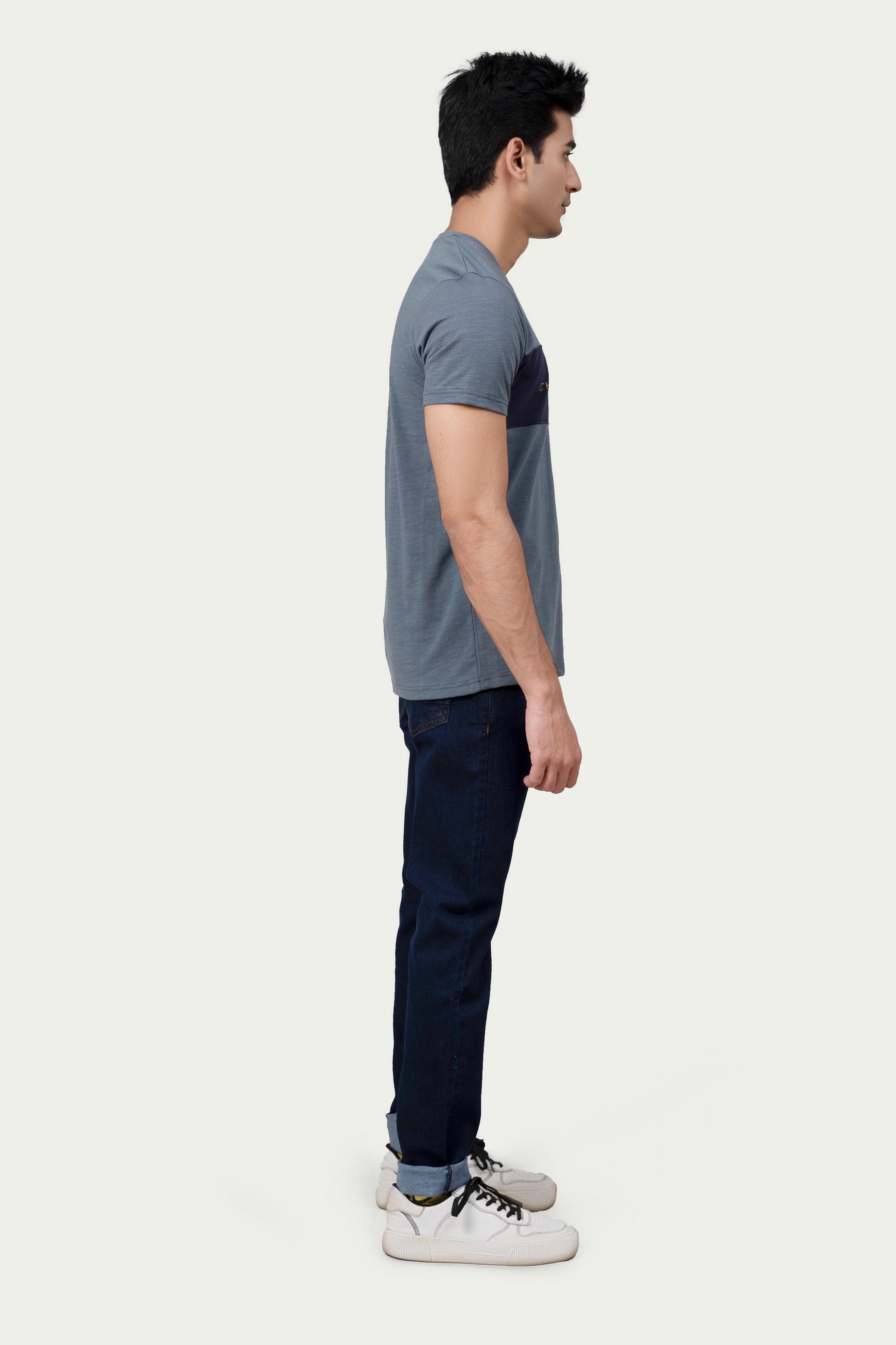 CUT & SEW PANEL T-SHIRT GREY - Image 3