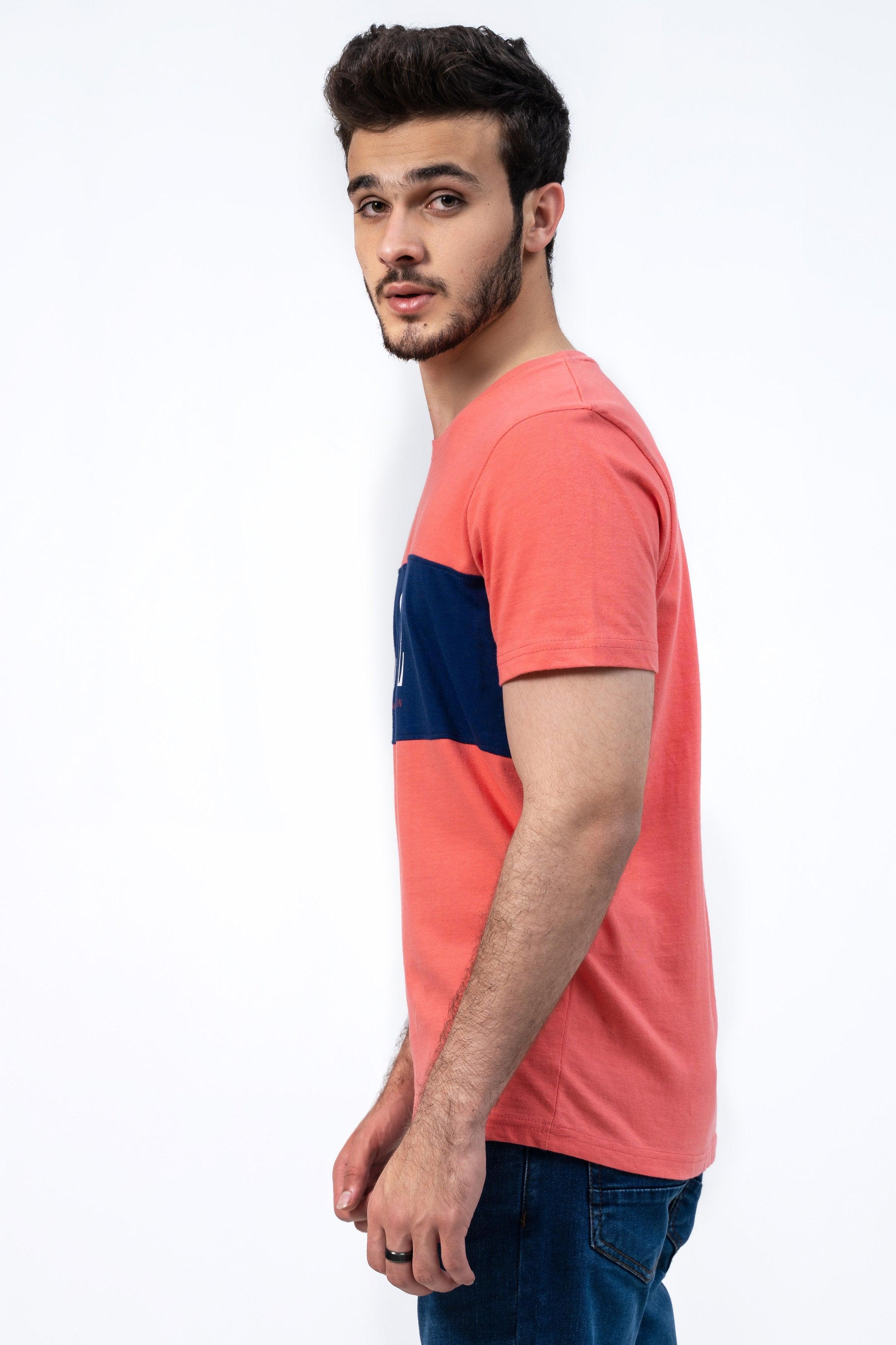 CUT & SEW T SHIRT CORAL PINK - Image 3