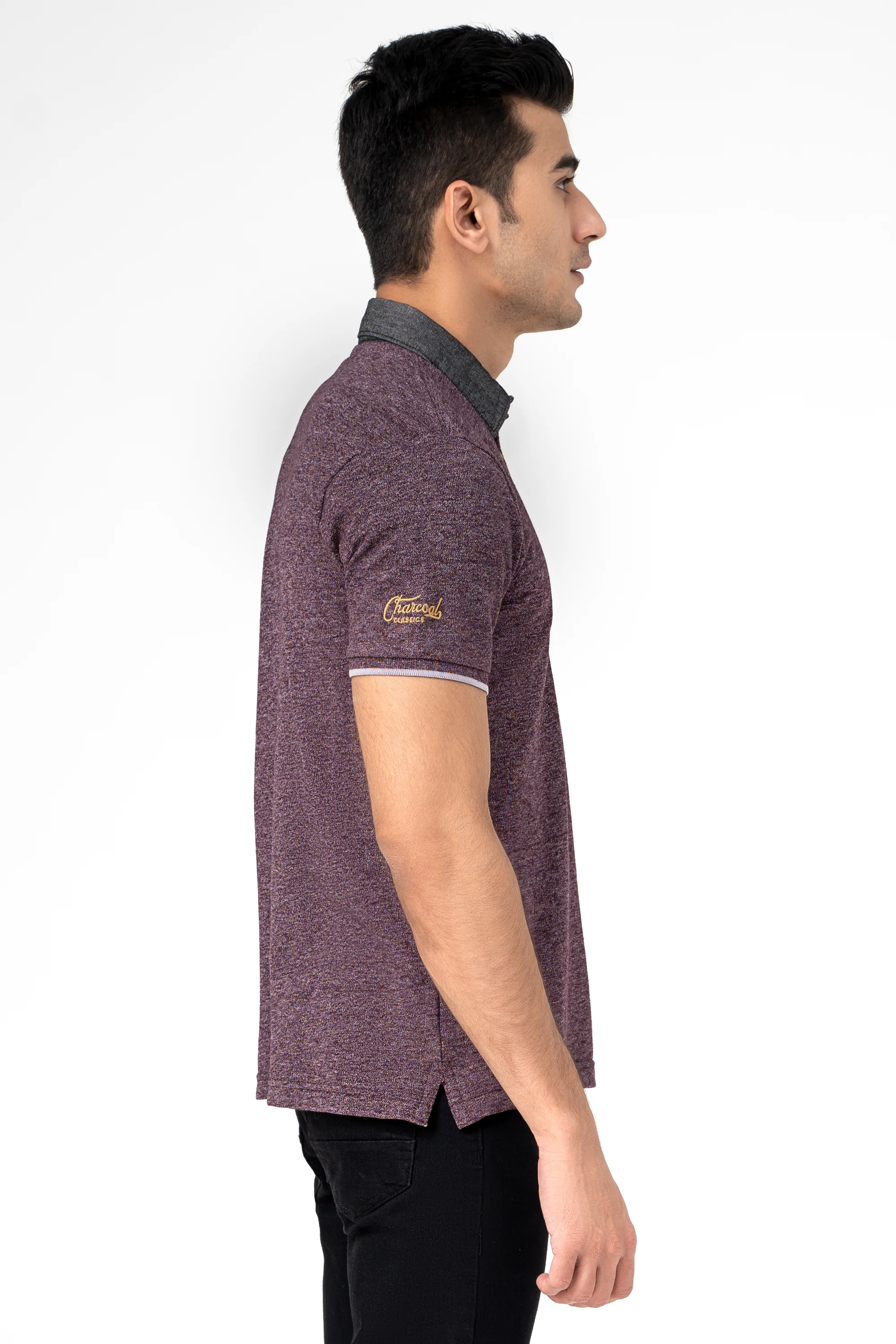 DENIM COLLAR POLO MAROON - Image 5