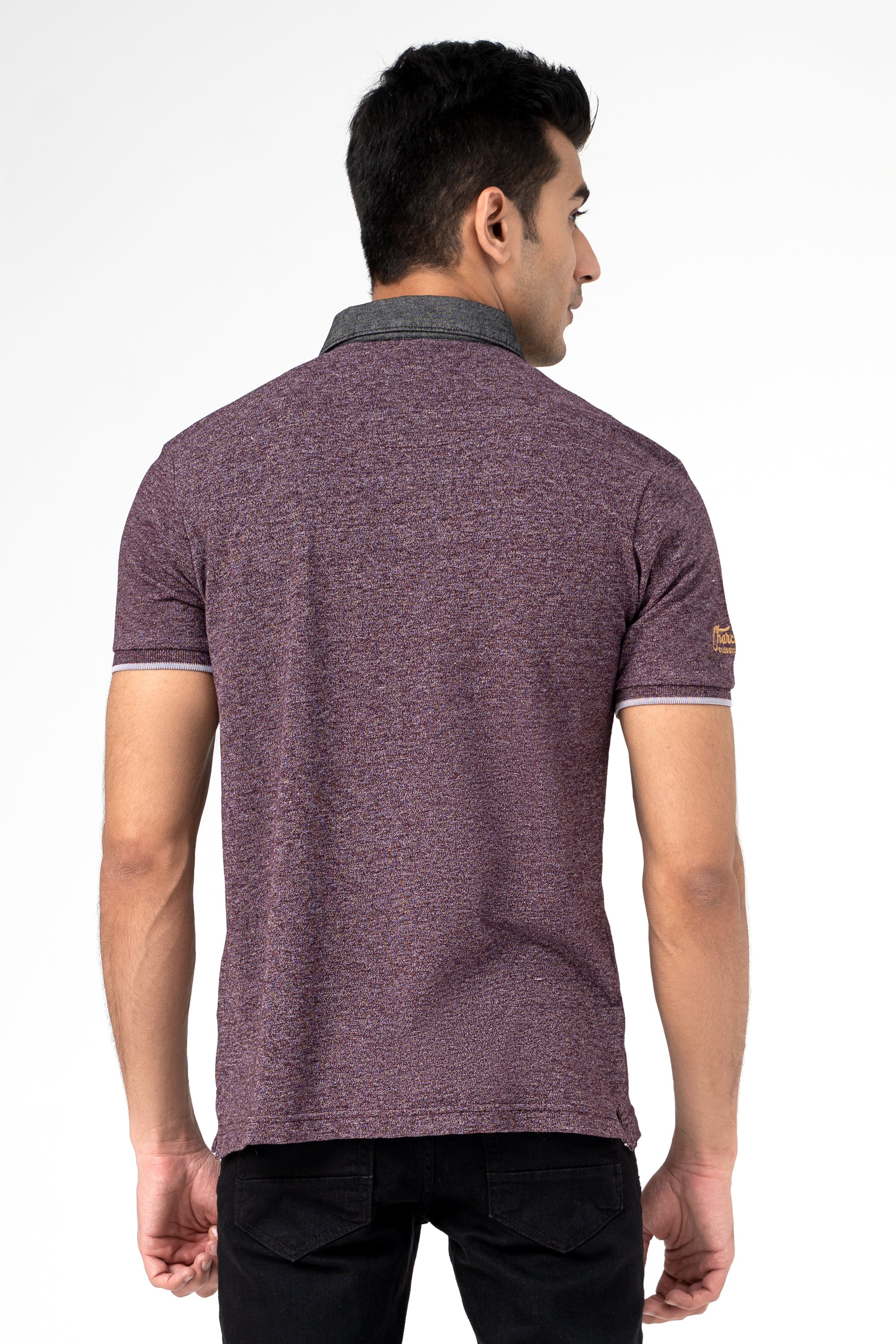 DENIM COLLAR POLO MAROON - Image 6