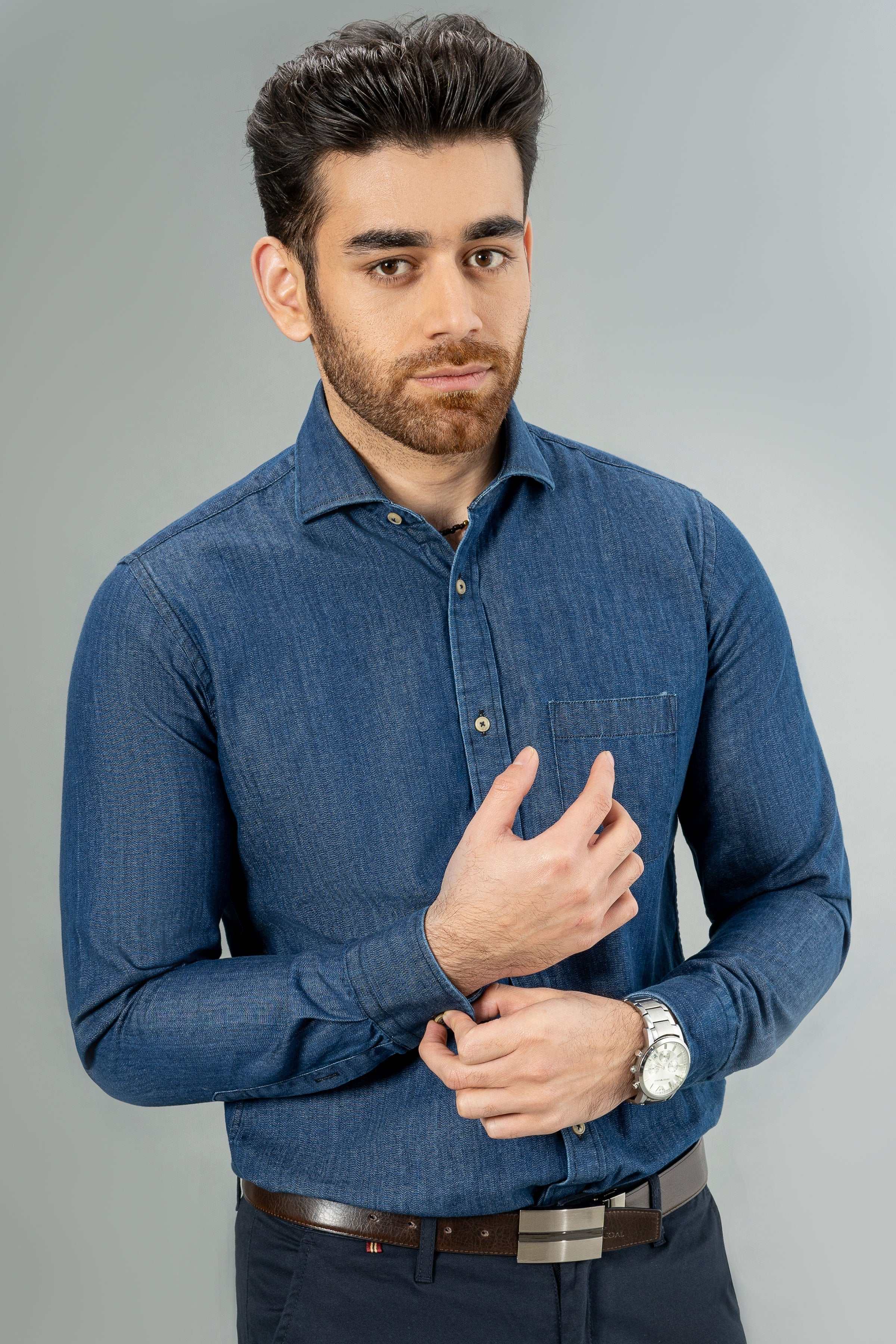 DENIM SHIRT DARK BLUE - Image 2