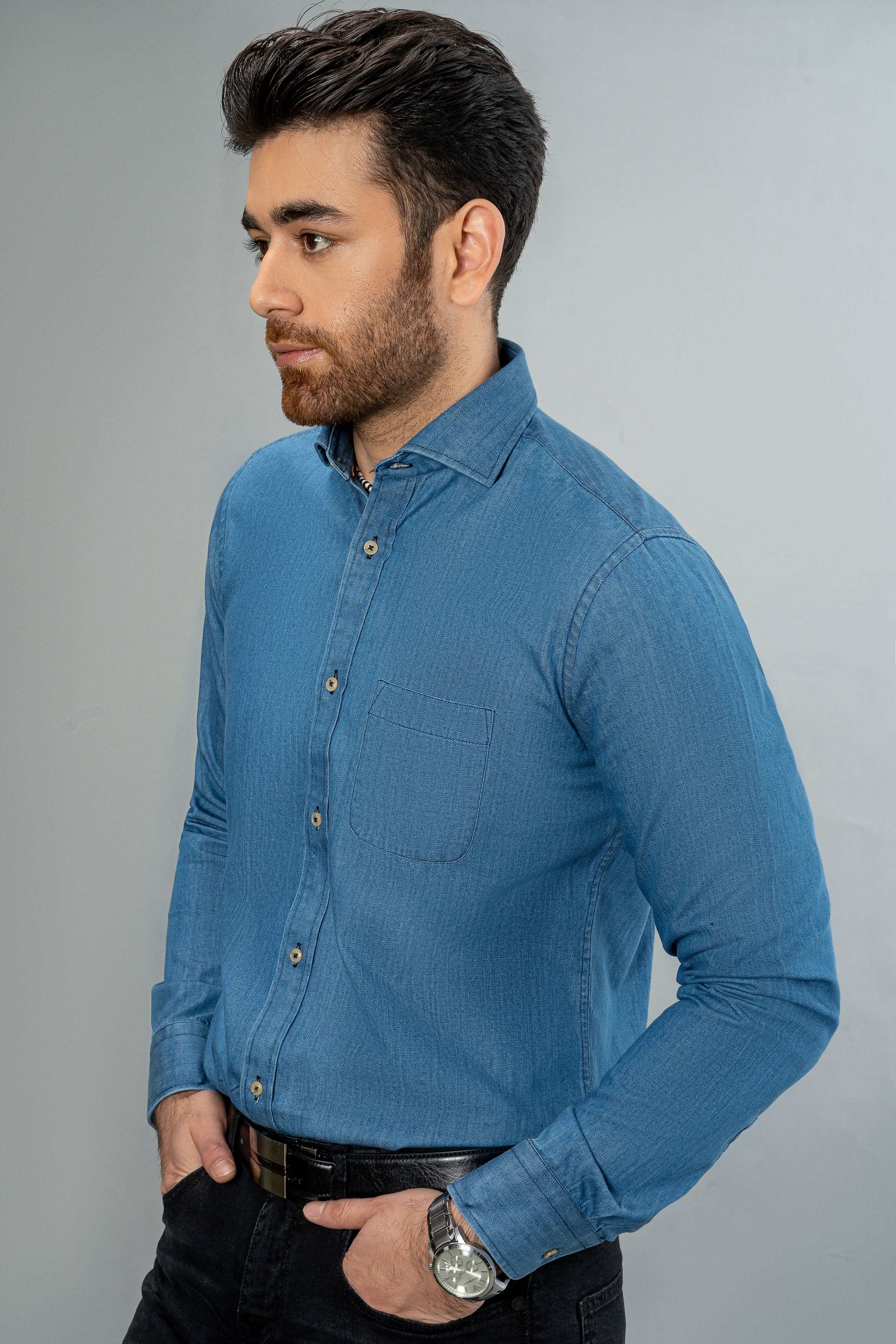DENIM SHIRT LIGHT BLUE - Image 4