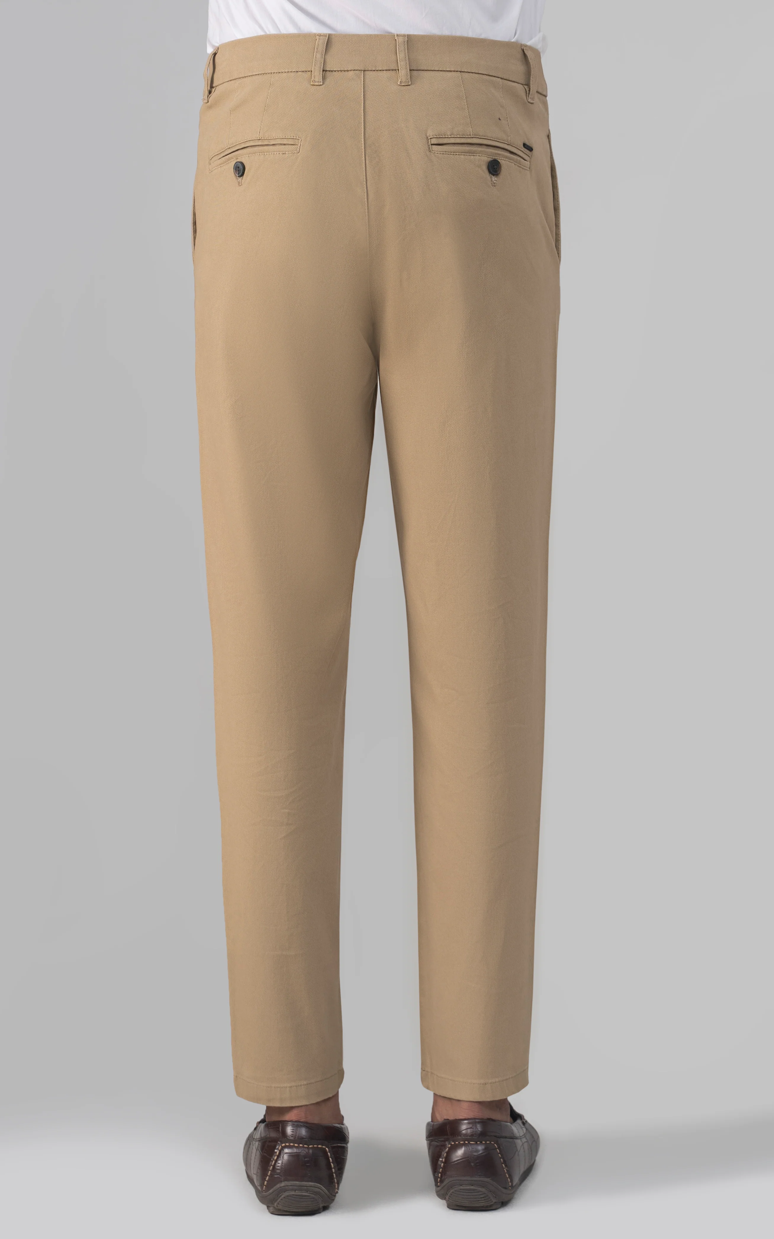DOBBY LOOSE FIT CASUAL PANT KHAKI - Image 4