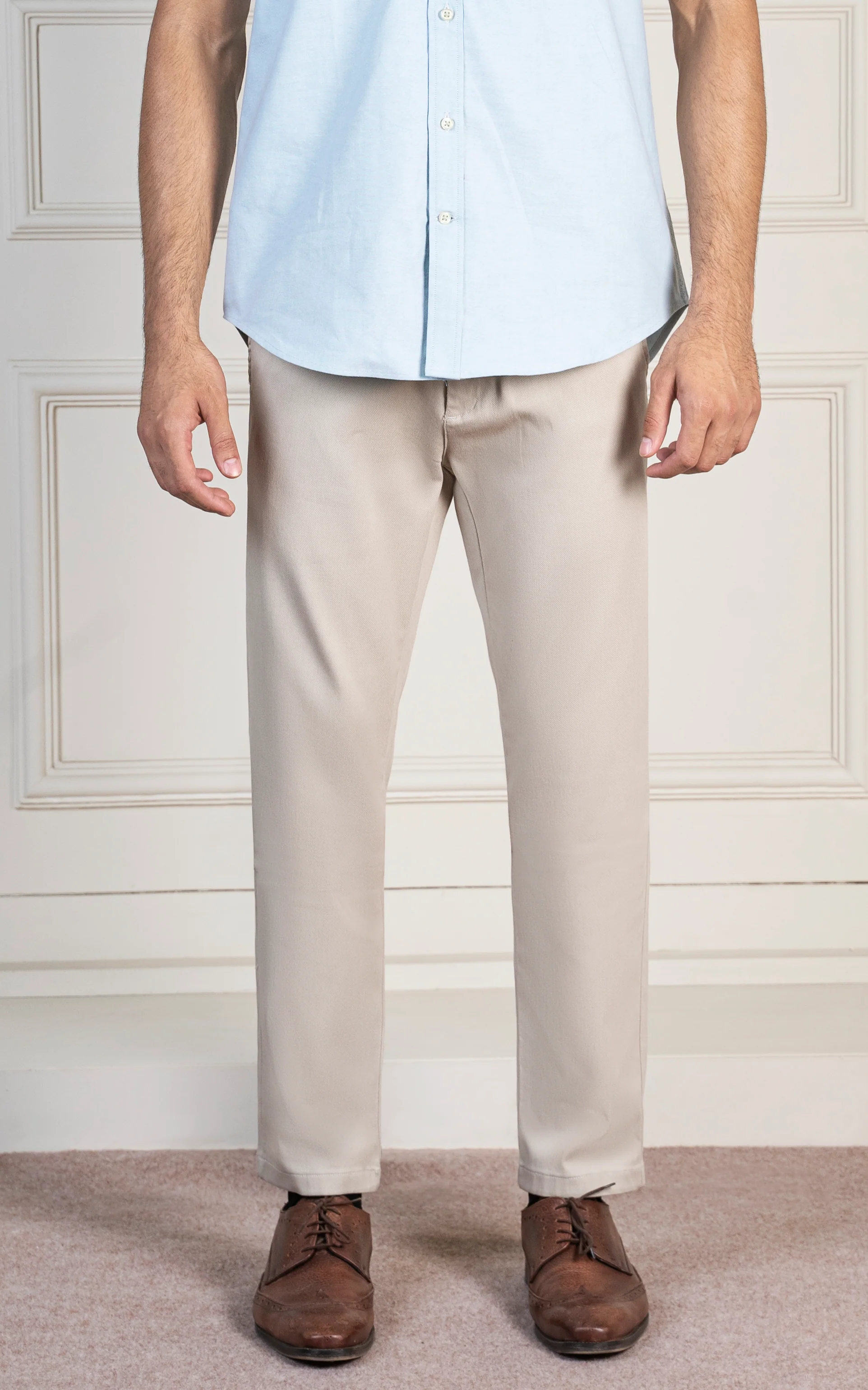 DOBBY SMART FIT PANT BEIGE - Image 2