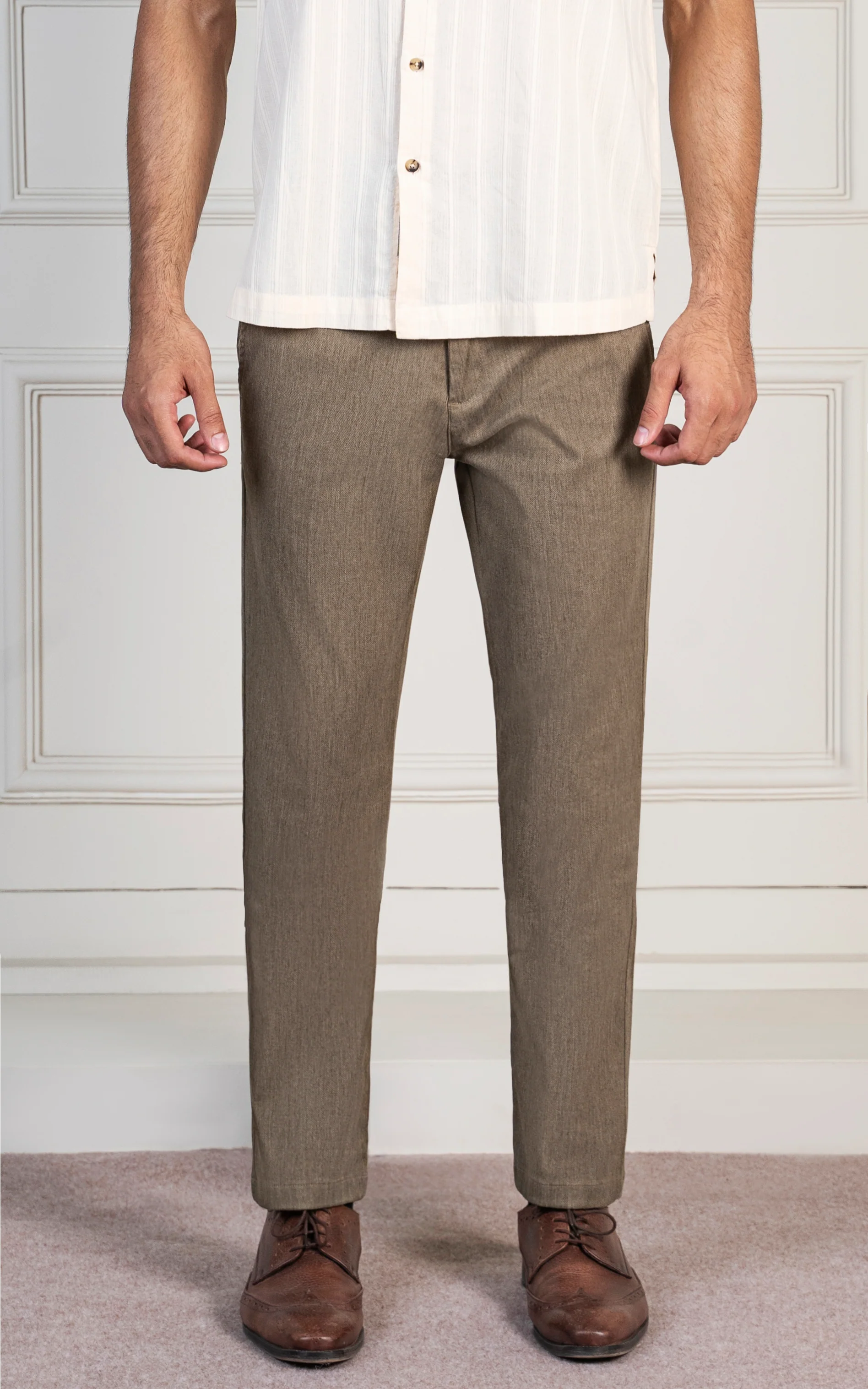 DOBBY SMART FIT PANT KHAKI - Image 2