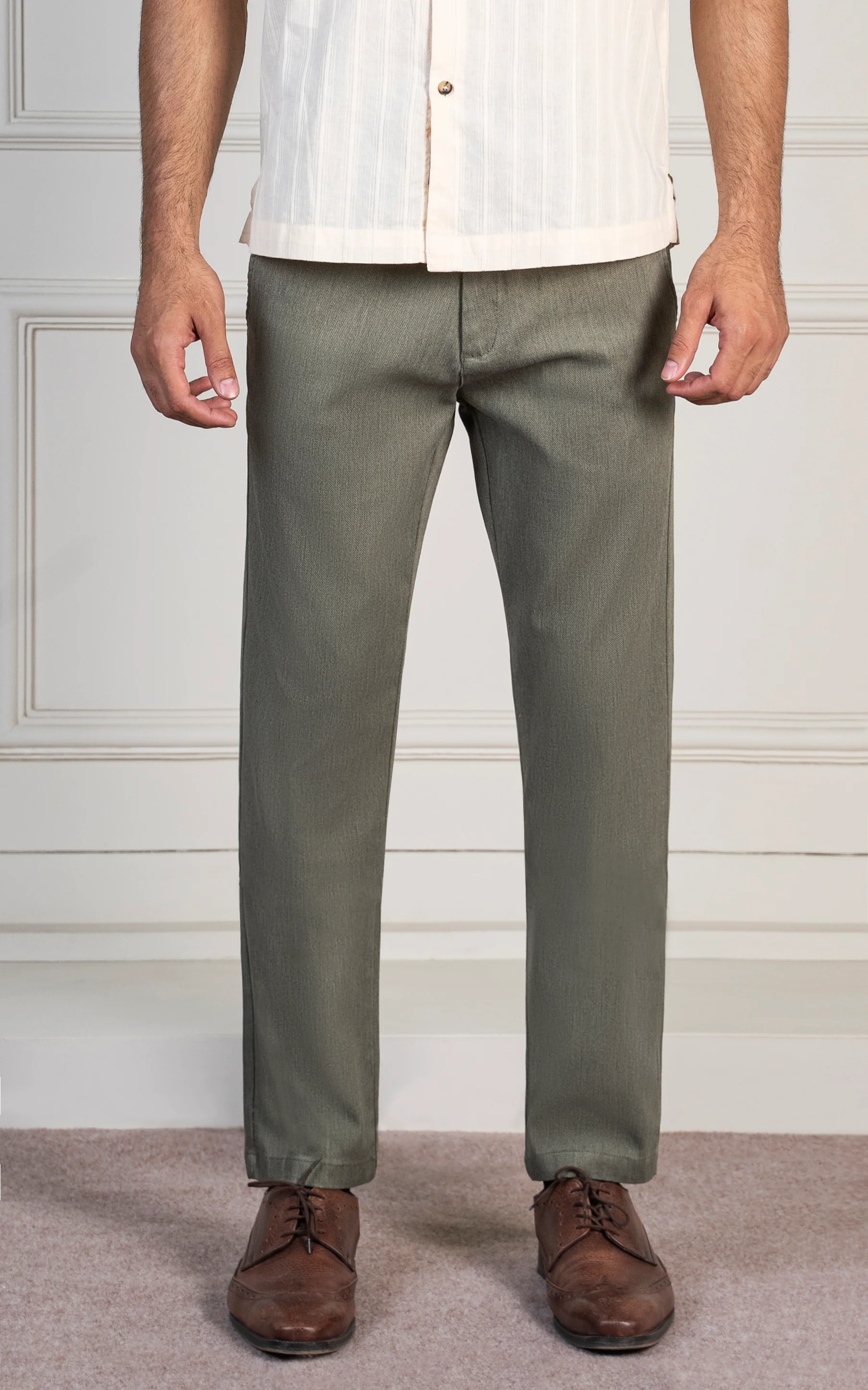 DOBBY SMART FIT PANT OLIVE - Image 2