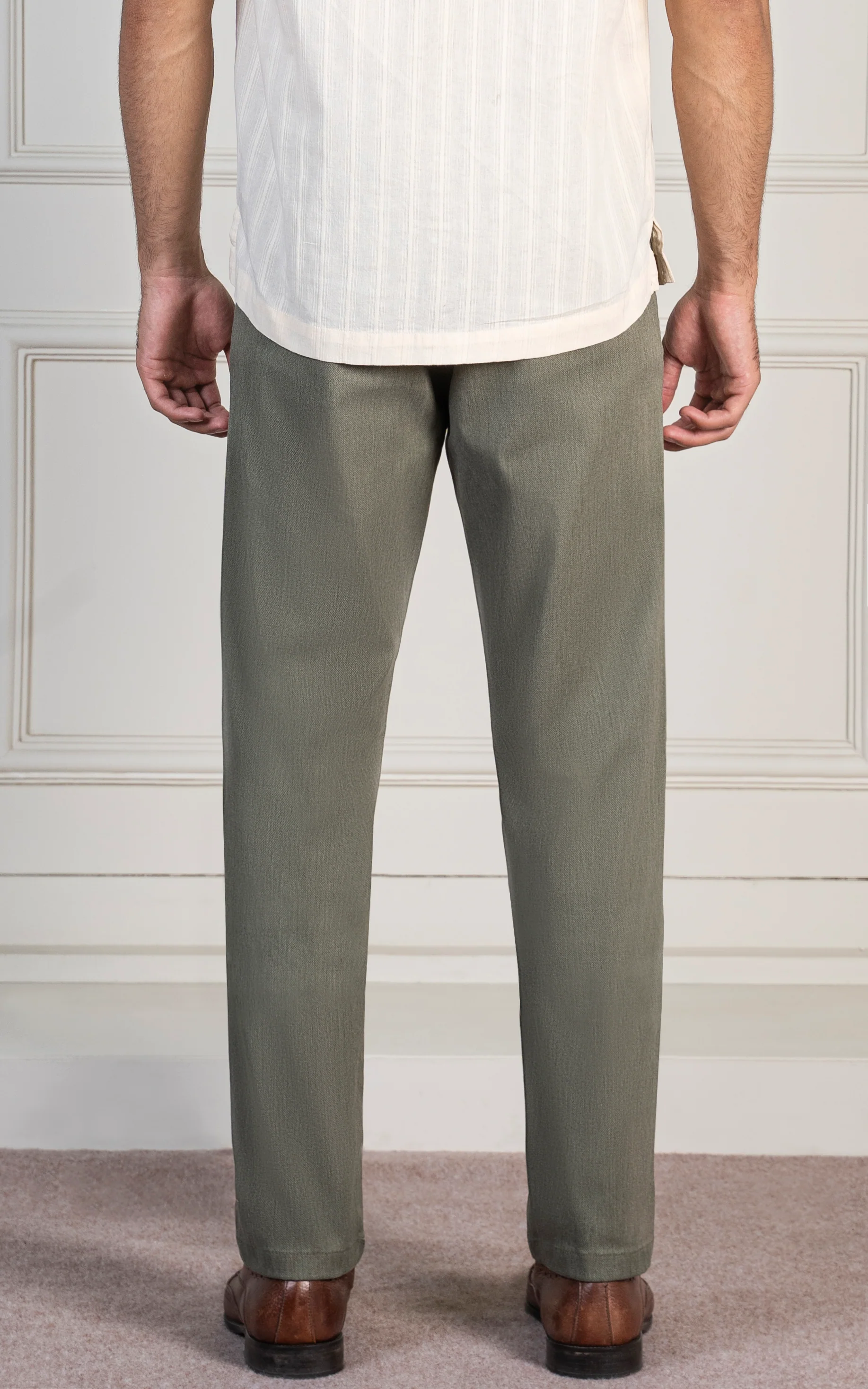 DOBBY SMART FIT PANT OLIVE - Image 3