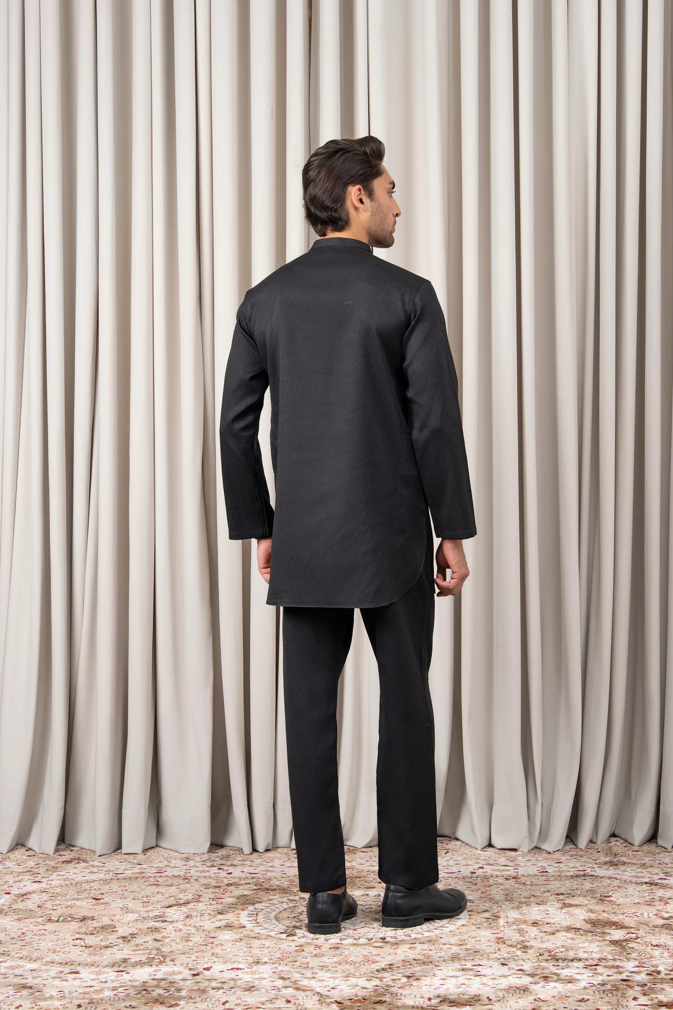 DOBBY TEXTURED KURTA PAJAMA - SIGNATURE COLLECTION BLACK - Image 6