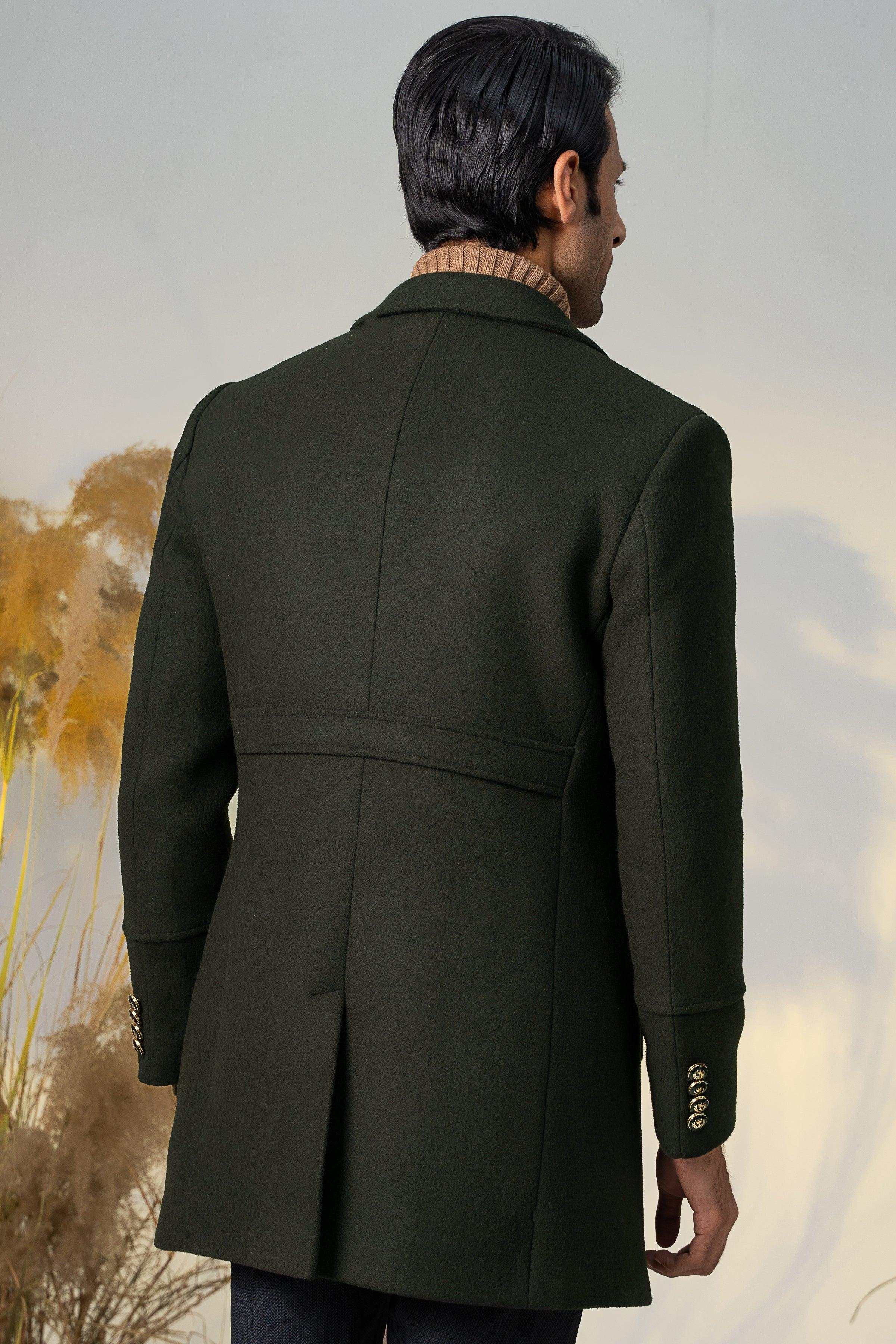 DOUBLE BREASTED LONG COAT GREEN - Image 2