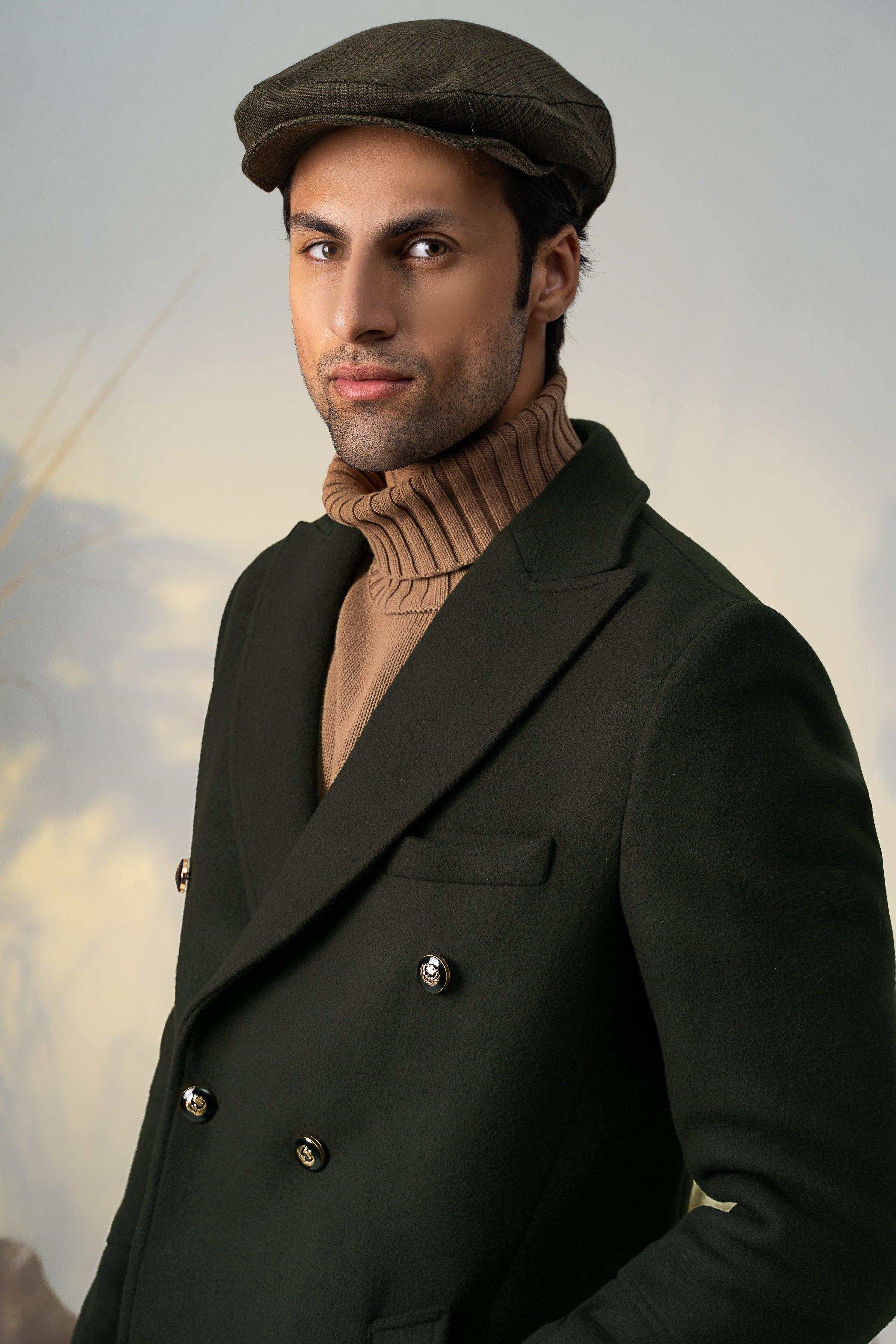 DOUBLE BREASTED LONG COAT GREEN - Image 4