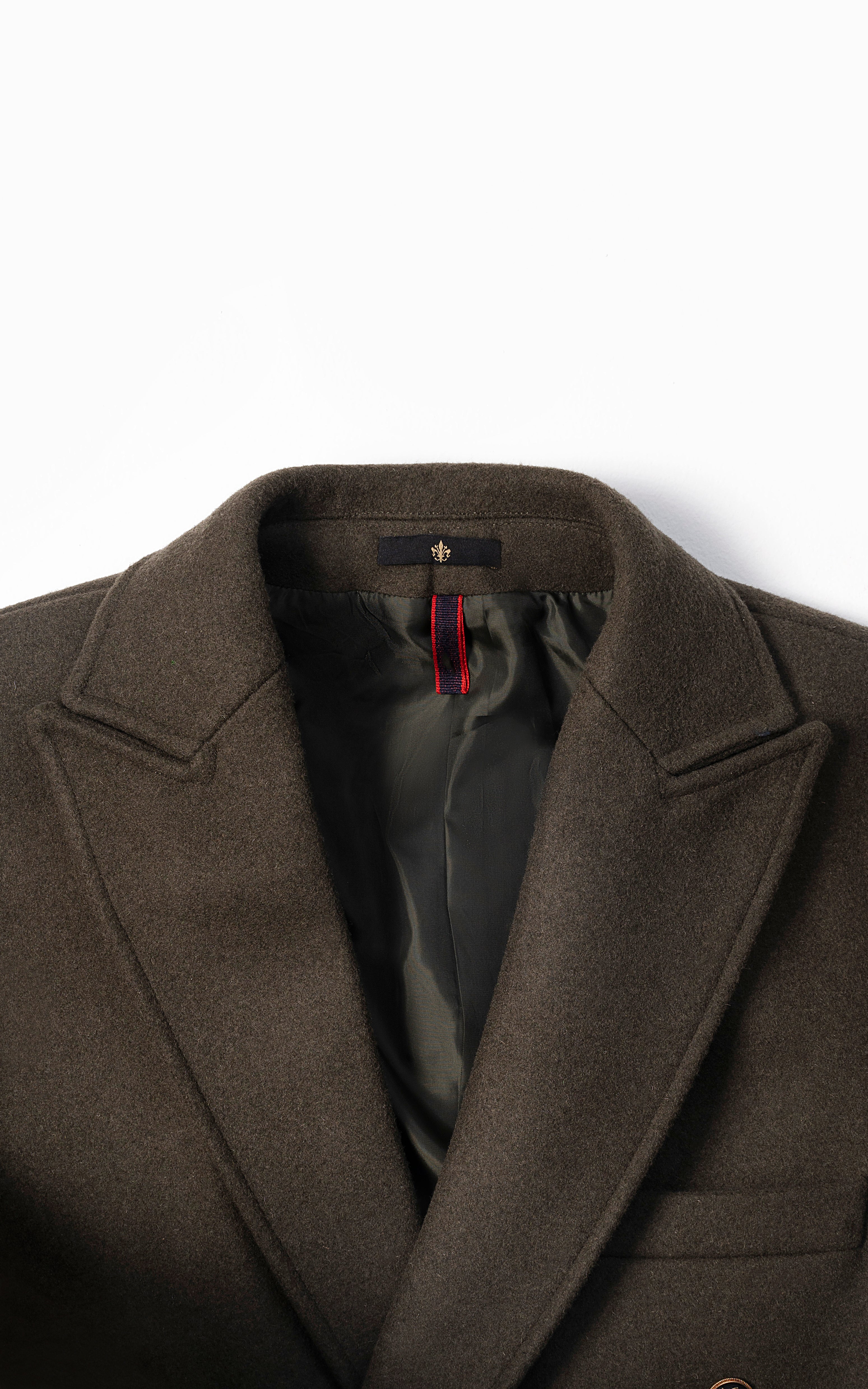 DOUBLE BREASTED LONG COAT LIGHT OLIVE - Image 2