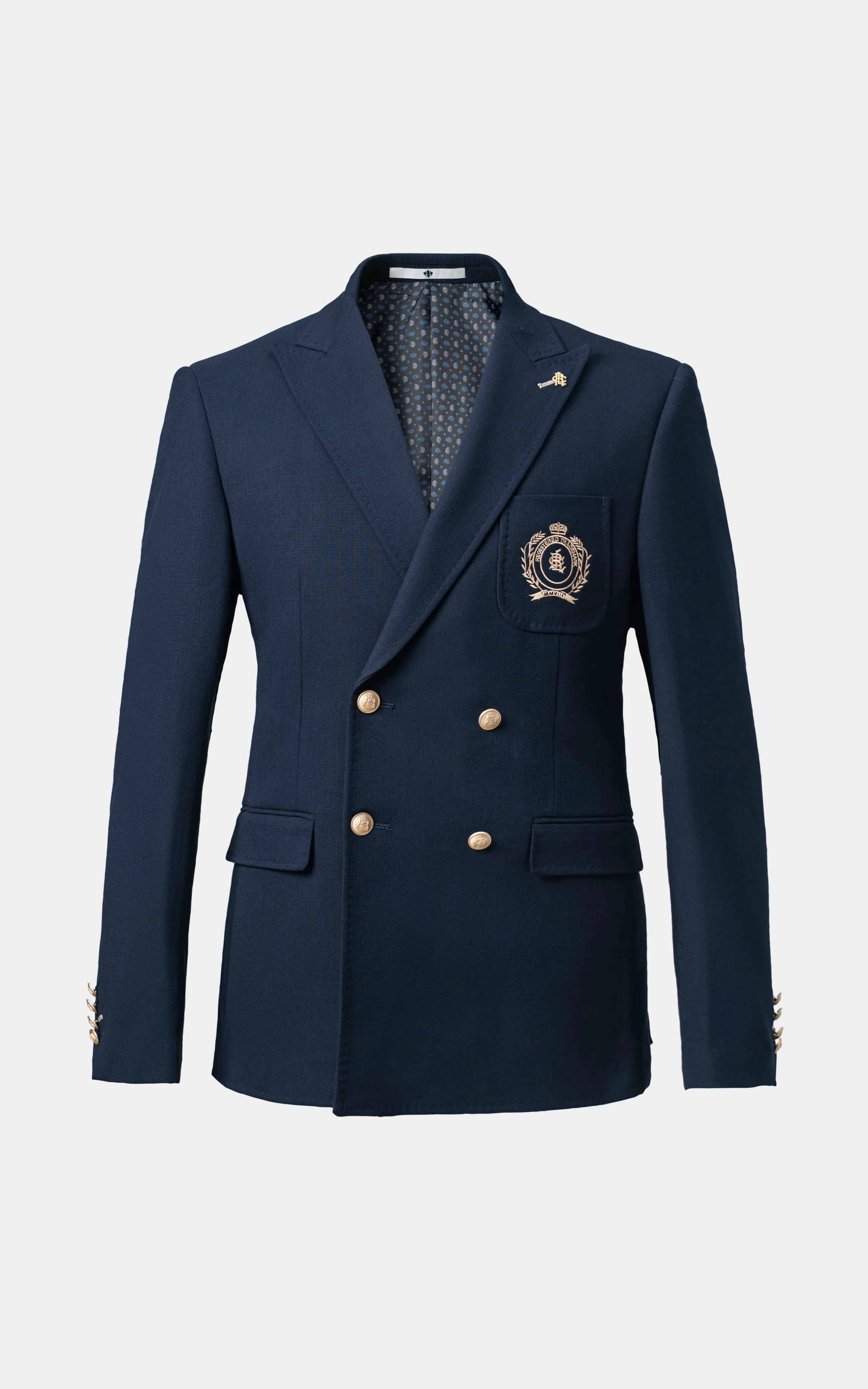 Double-breasted with peak lapels Navy