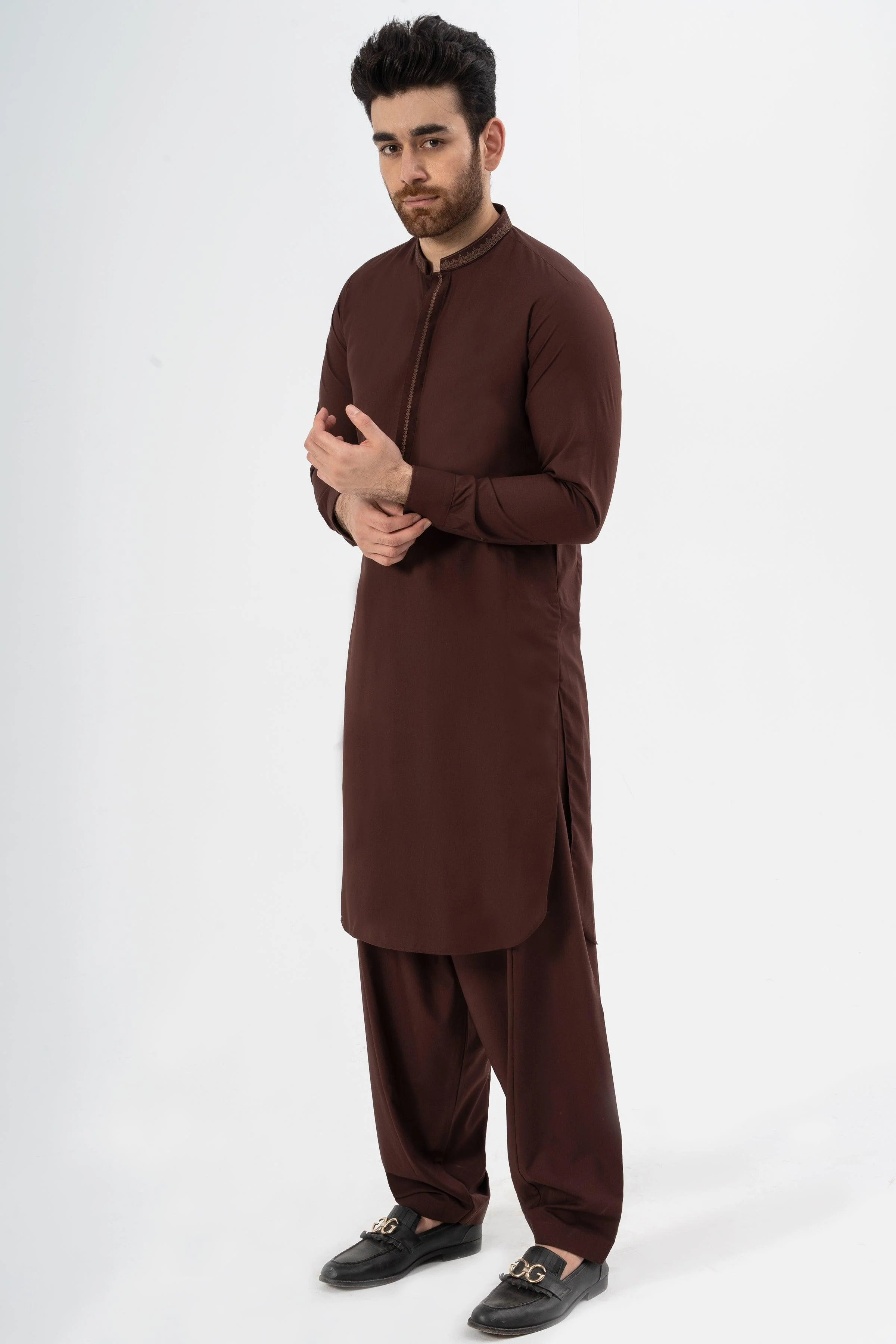 EMBROIDERED SHALWAR KAMEEZ MAROON - Image 2