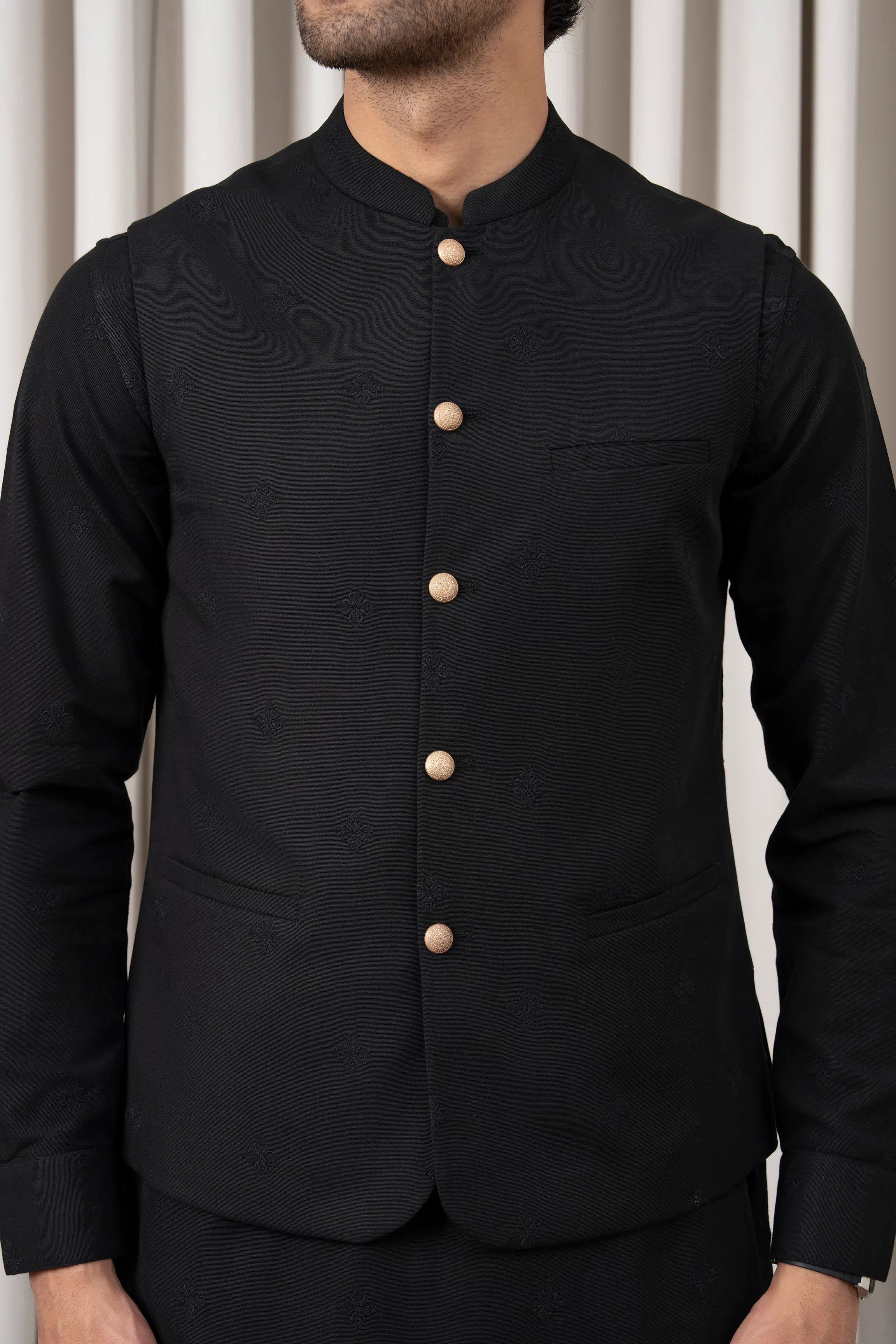 EMBROIDERED WAISTCOAT | PREMIUM COLLECTION BLACK - Image 3
