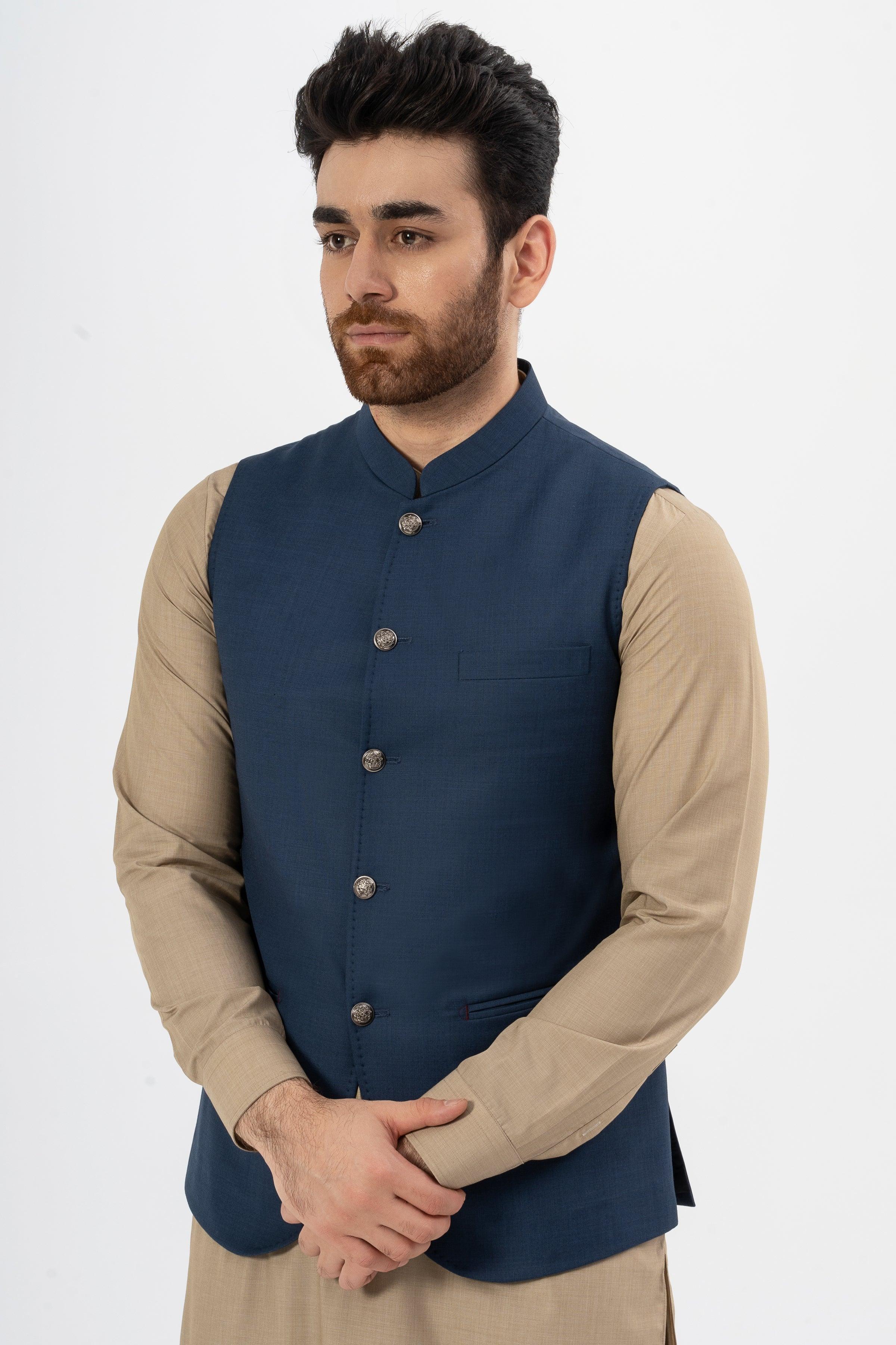 EXCLUSIVE TEXTURED WAISTCOAT DARK BLUE