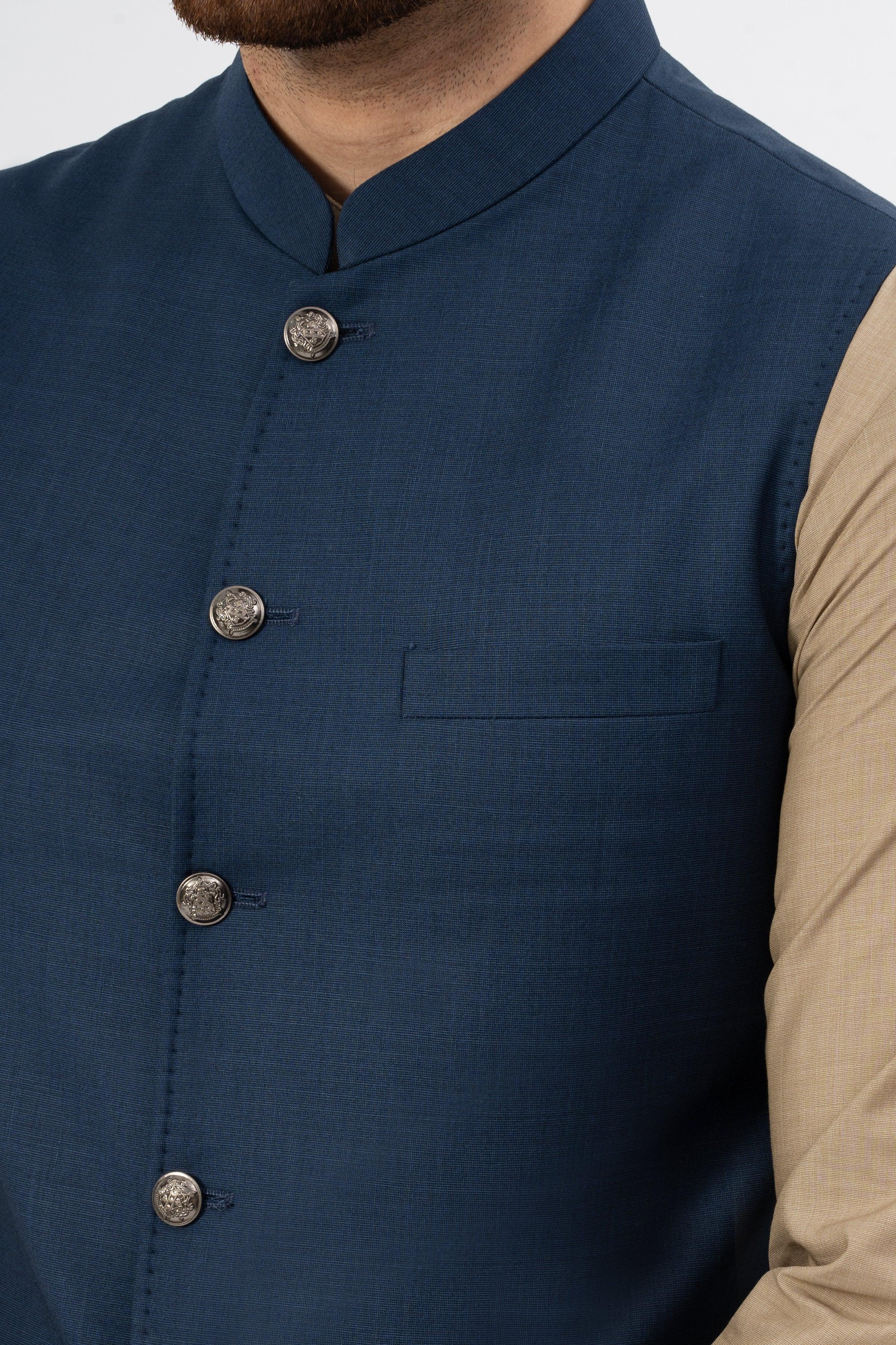 EXCLUSIVE TEXTURED WAISTCOAT DARK BLUE - Image 2
