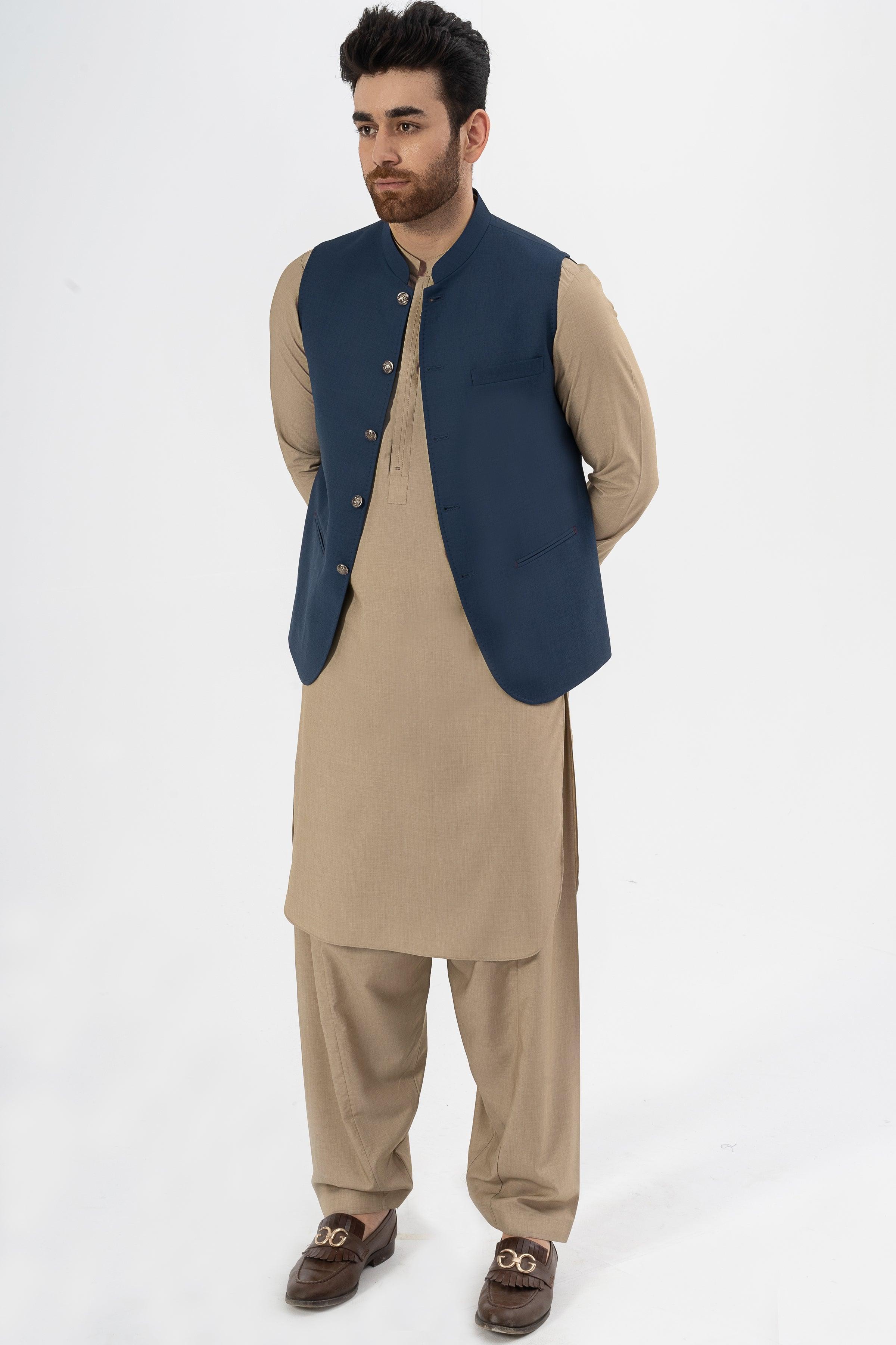 EXCLUSIVE TEXTURED WAISTCOAT DARK BLUE - Image 3