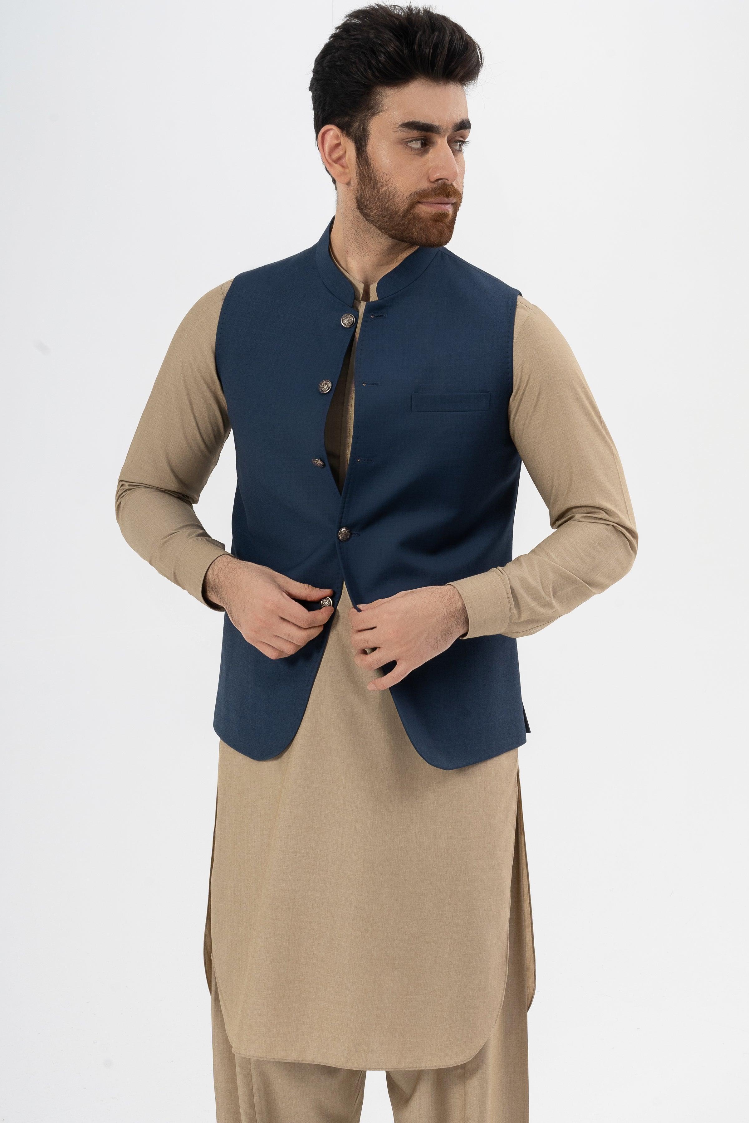 EXCLUSIVE TEXTURED WAISTCOAT DARK BLUE - Image 4