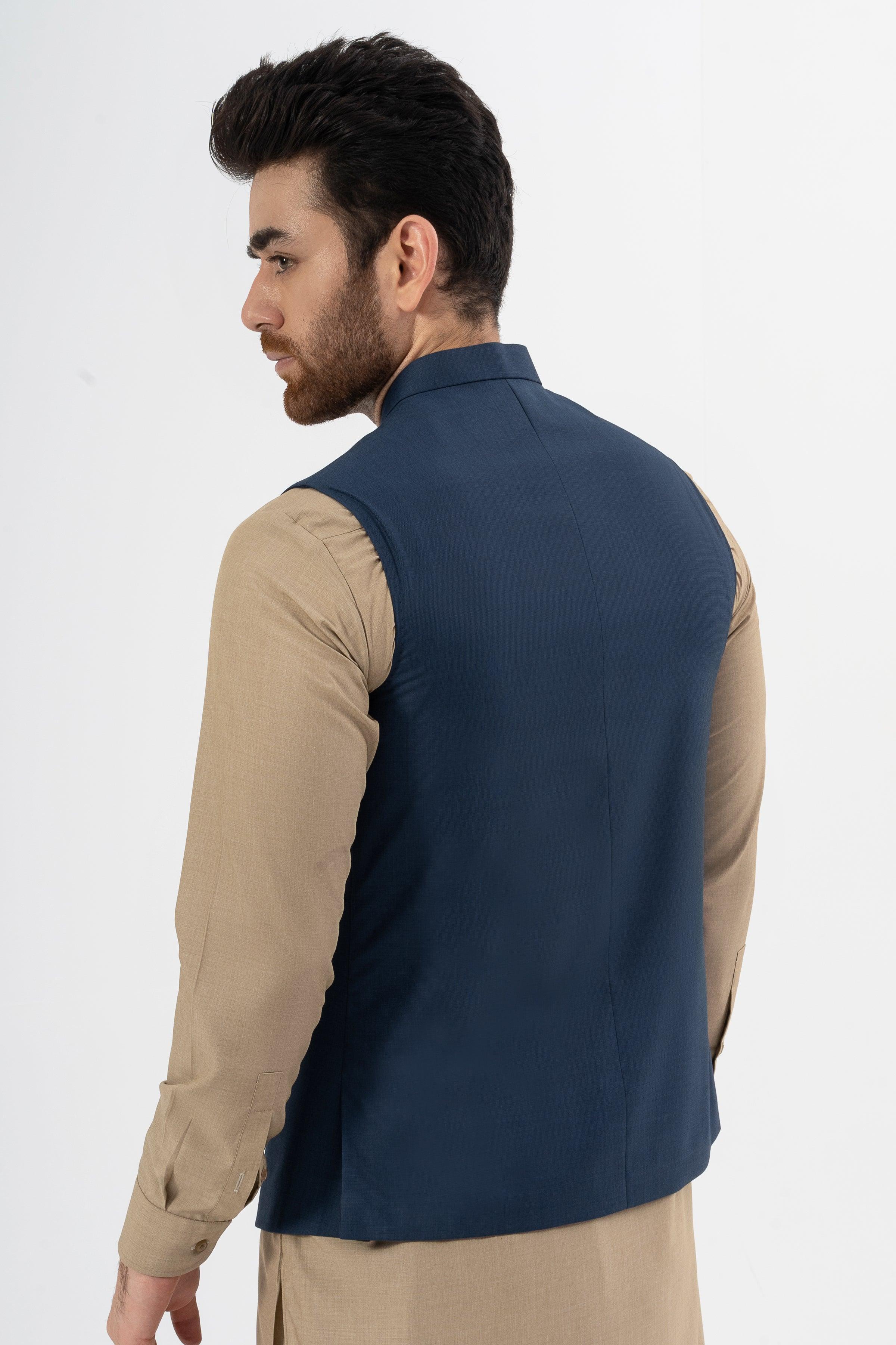 EXCLUSIVE TEXTURED WAISTCOAT DARK BLUE - Image 5