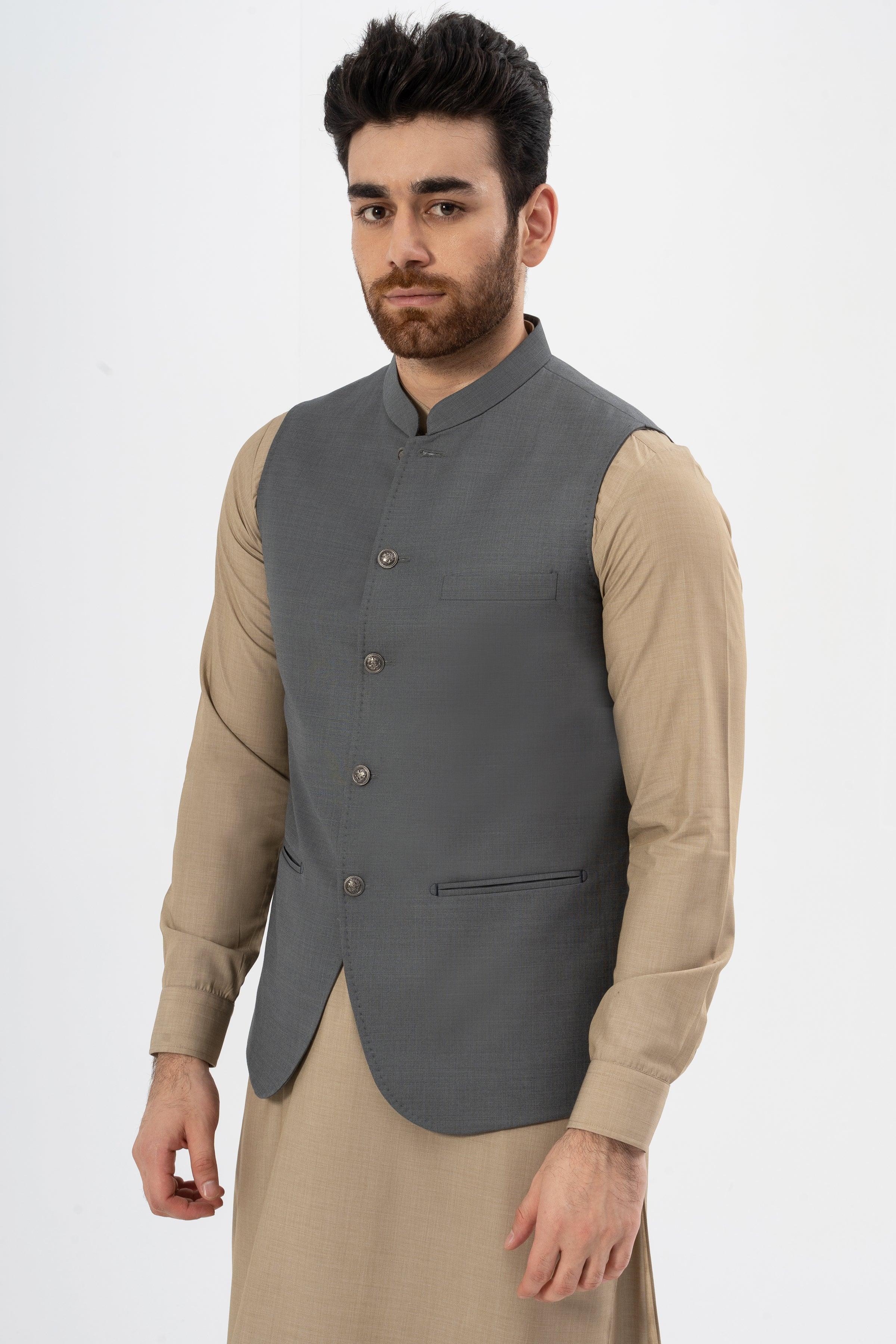 EXCLUSIVE TEXTURED WAISTCOAT DARK GREY