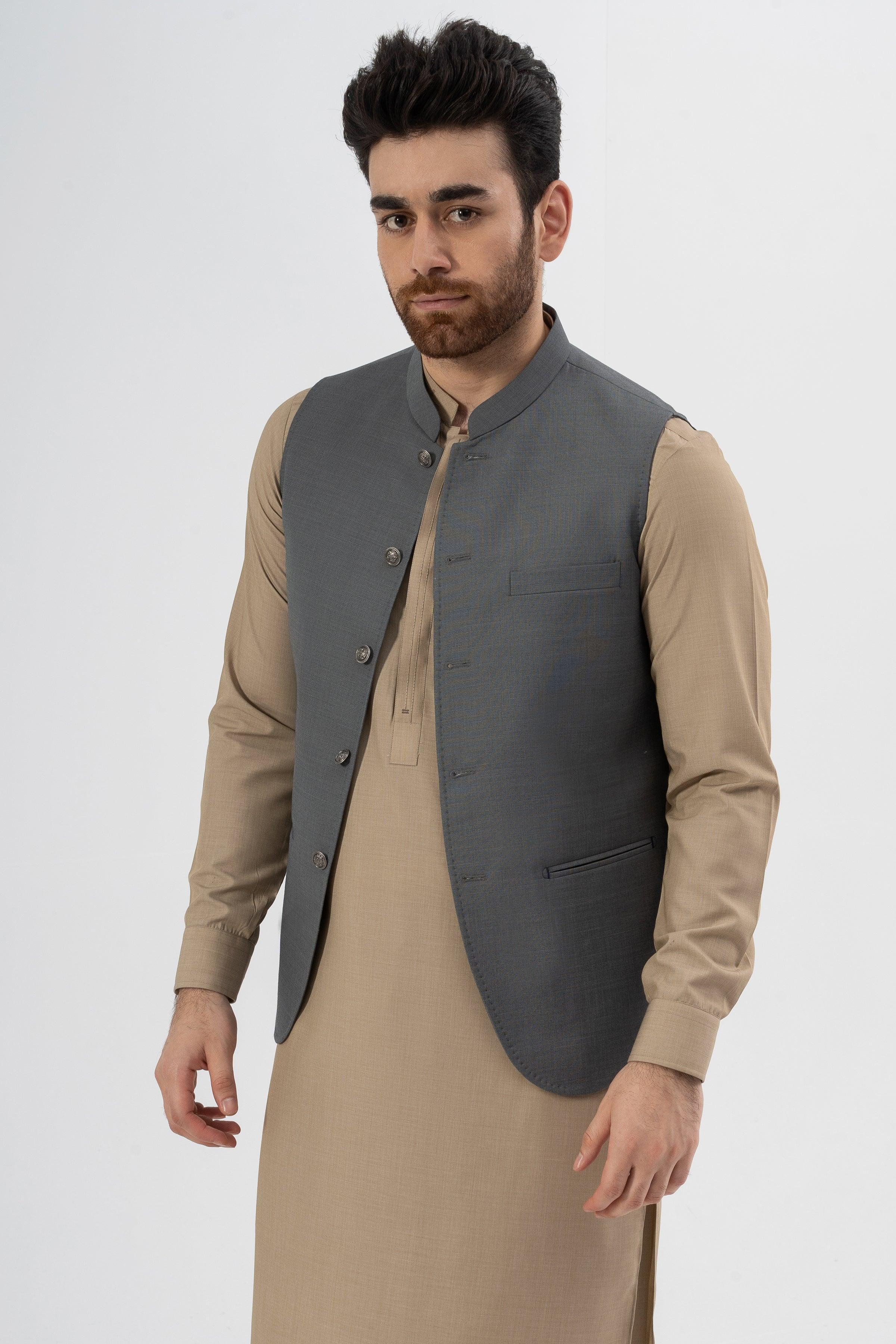 EXCLUSIVE TEXTURED WAISTCOAT DARK GREY - Image 2