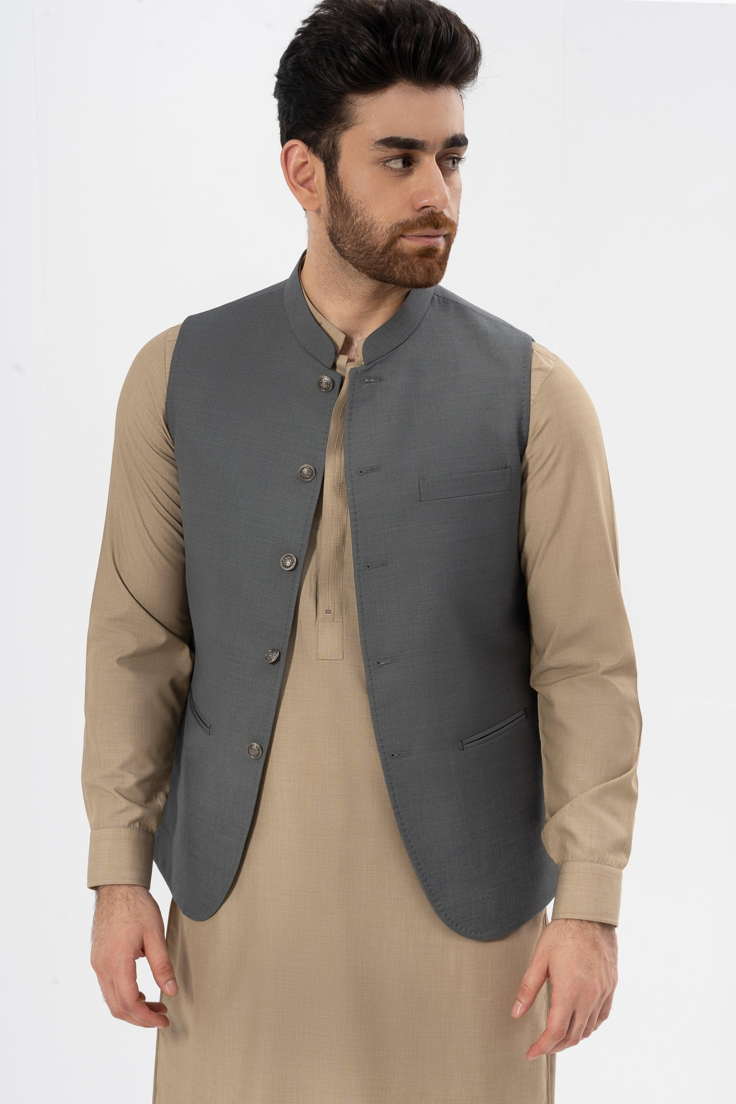 EXCLUSIVE TEXTURED WAISTCOAT DARK GREY - Image 3