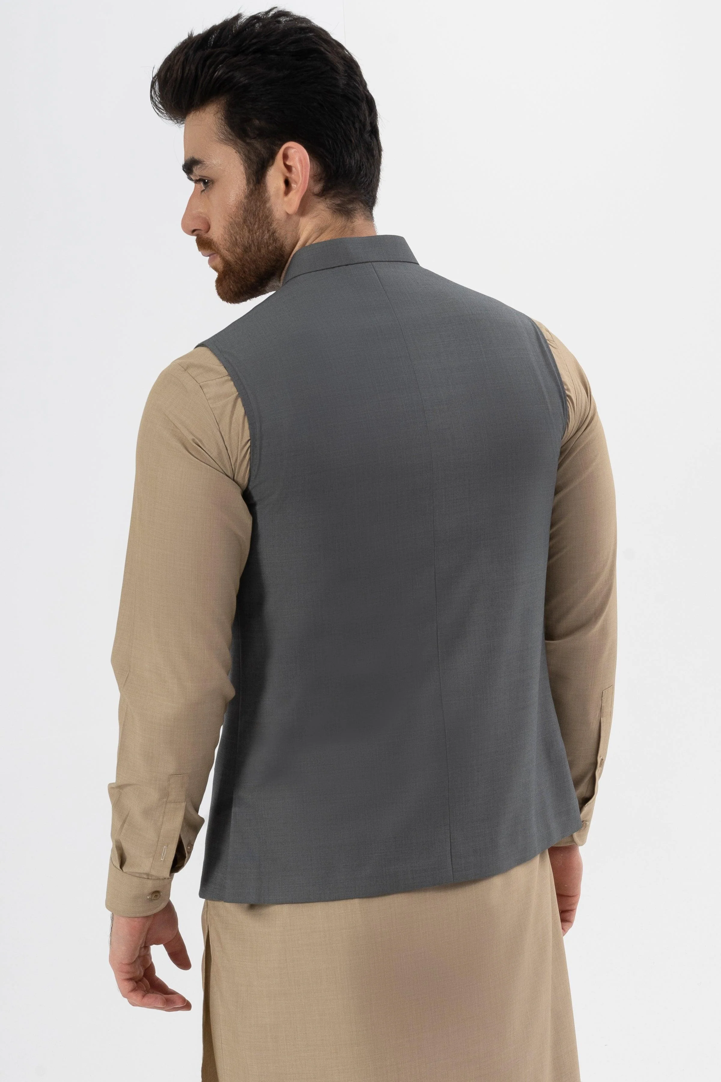 EXCLUSIVE TEXTURED WAISTCOAT DARK GREY - Image 5
