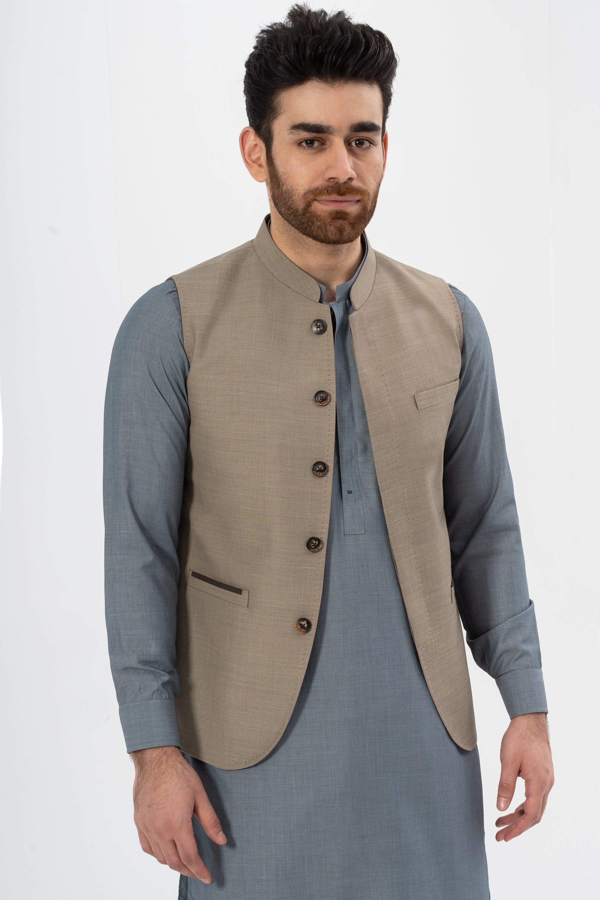 EXCLUSIVE TEXTURED WAISTCOAT MID BROWN - Image 2