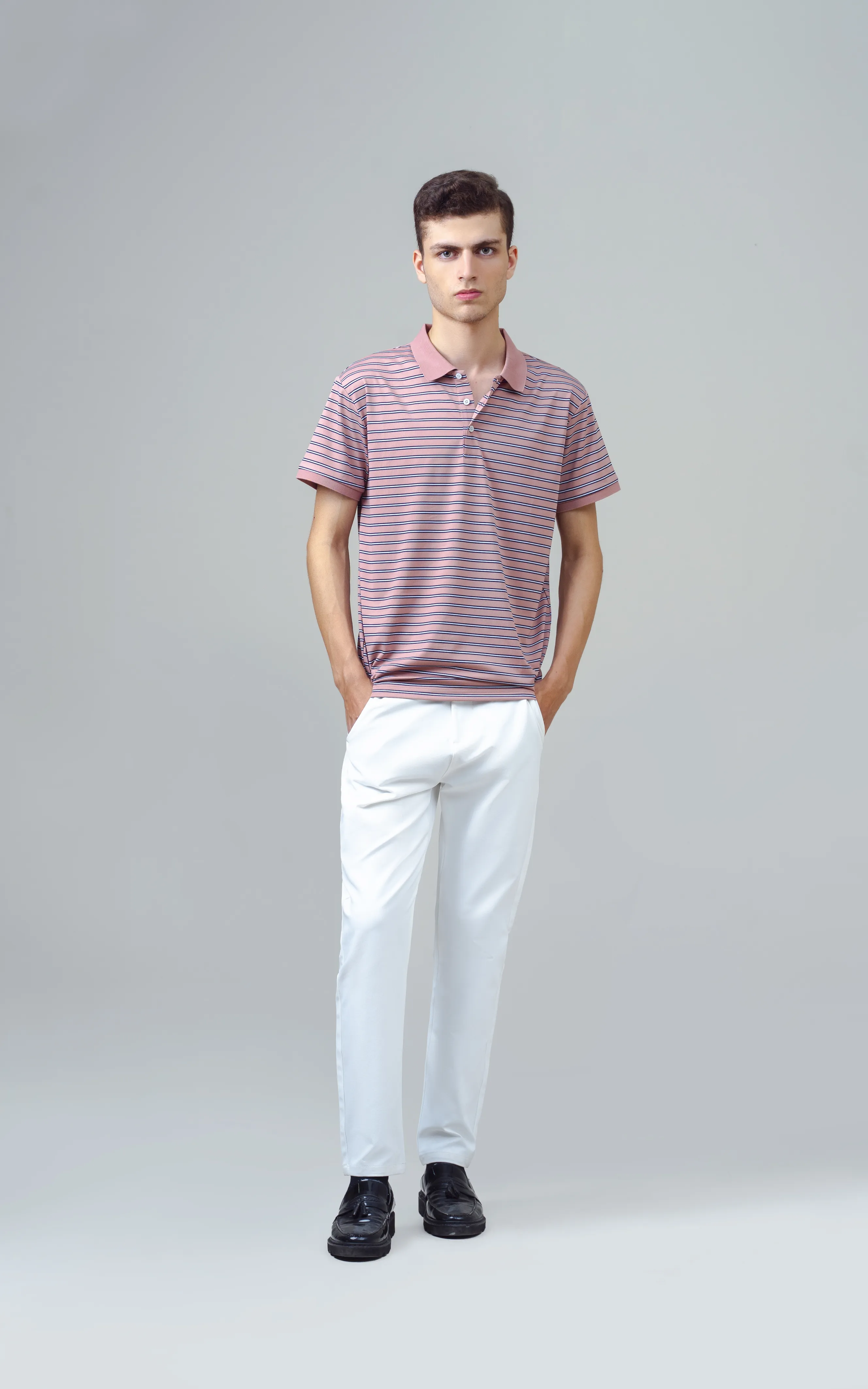 EXECUTIVE STRIPED POLO T PINK