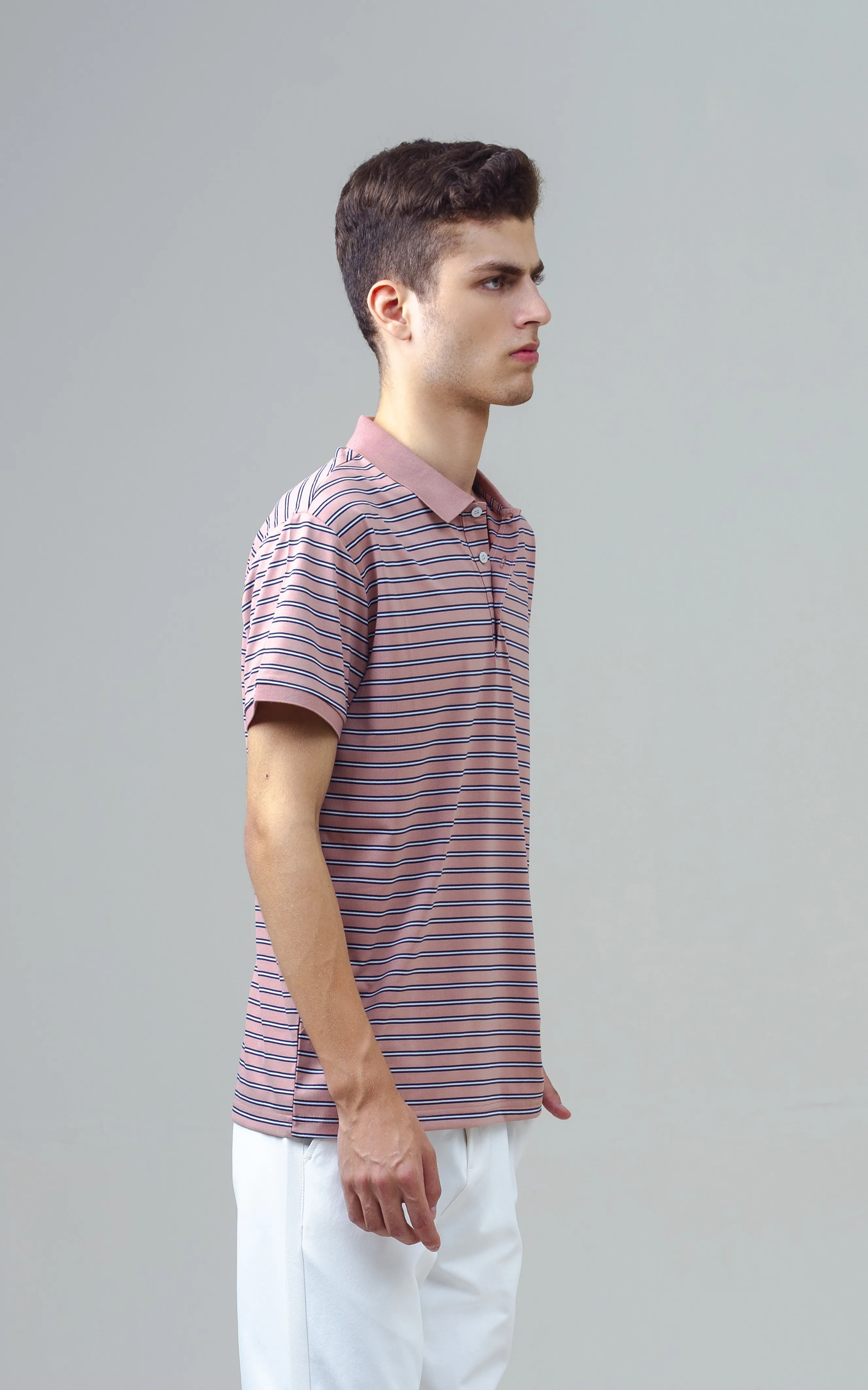 EXECUTIVE STRIPED POLO T PINK - Image 4