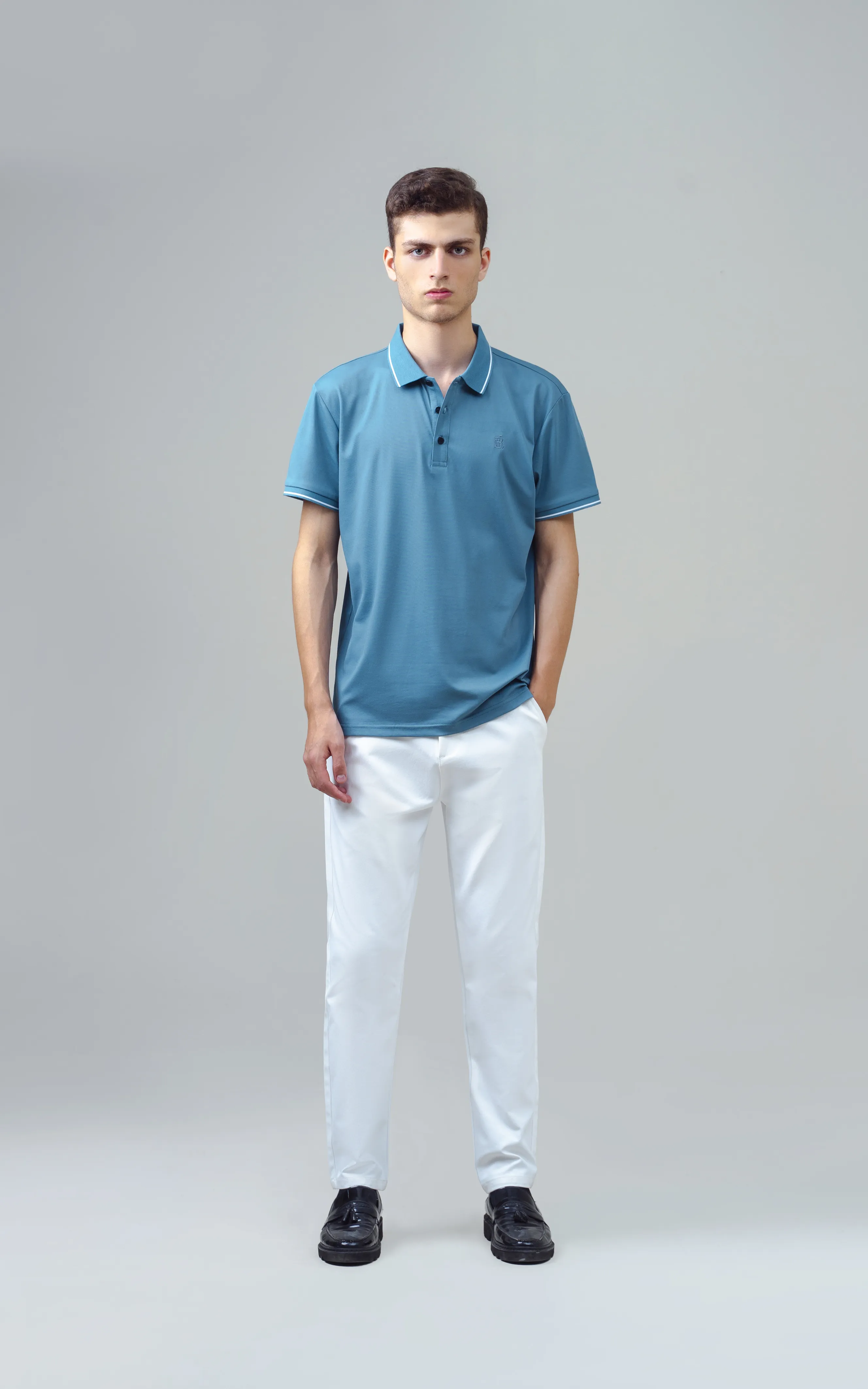 EXECUTIVE TIPPING POLO AQUA BLUE