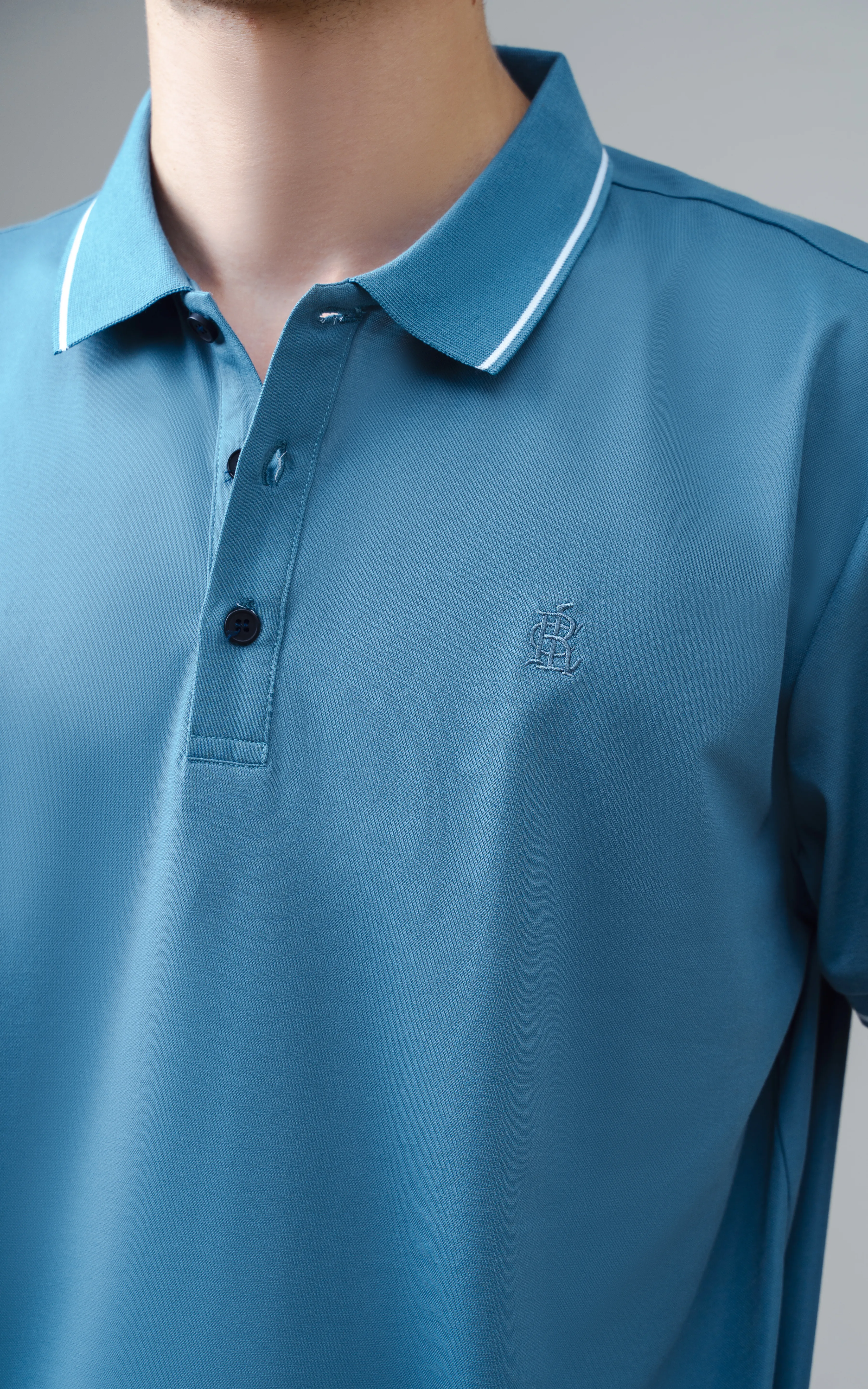 EXECUTIVE TIPPING POLO AQUA BLUE - Image 2