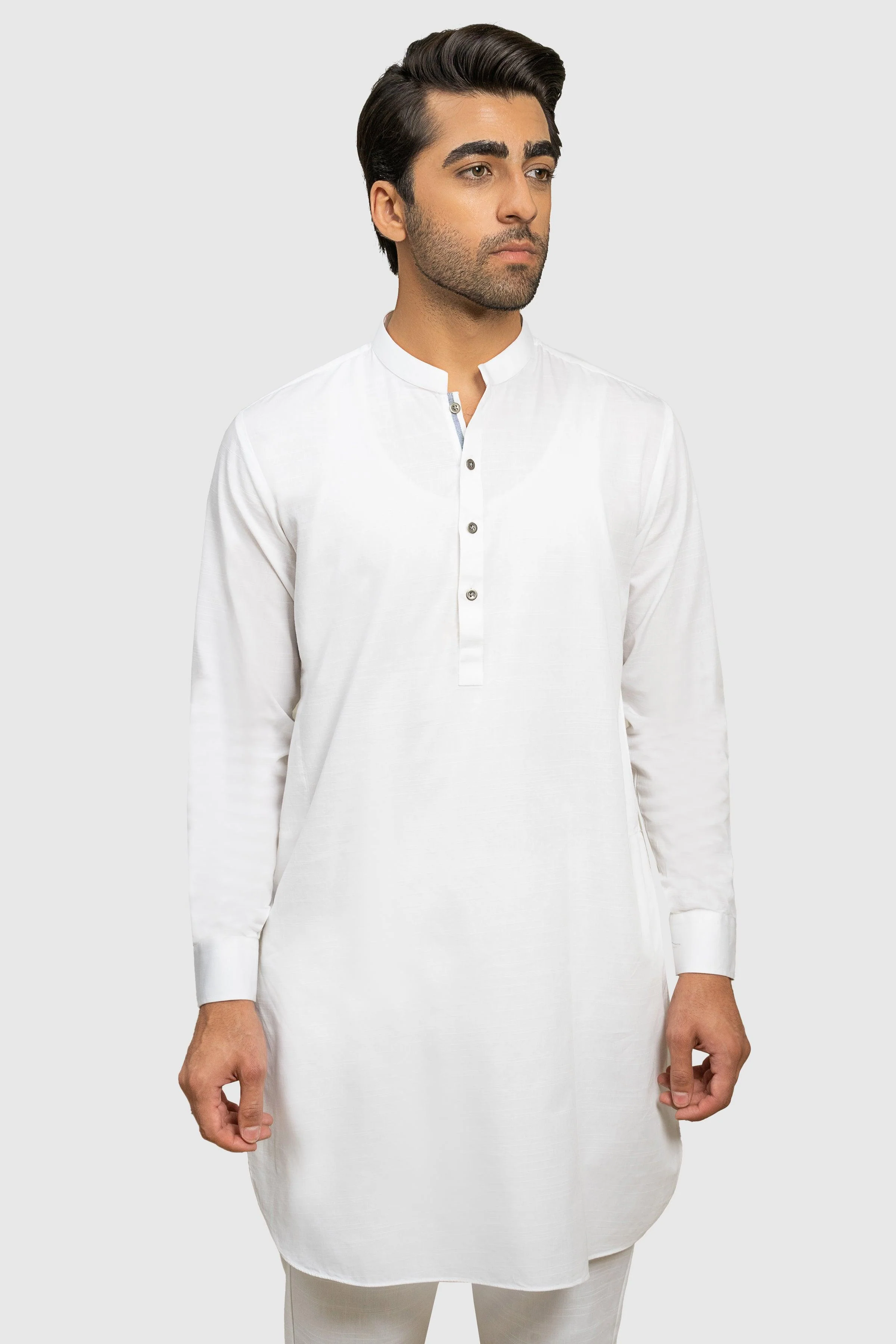 EXQUISITE TEXTURED KURTA PAJAMA WHITE - Image 4