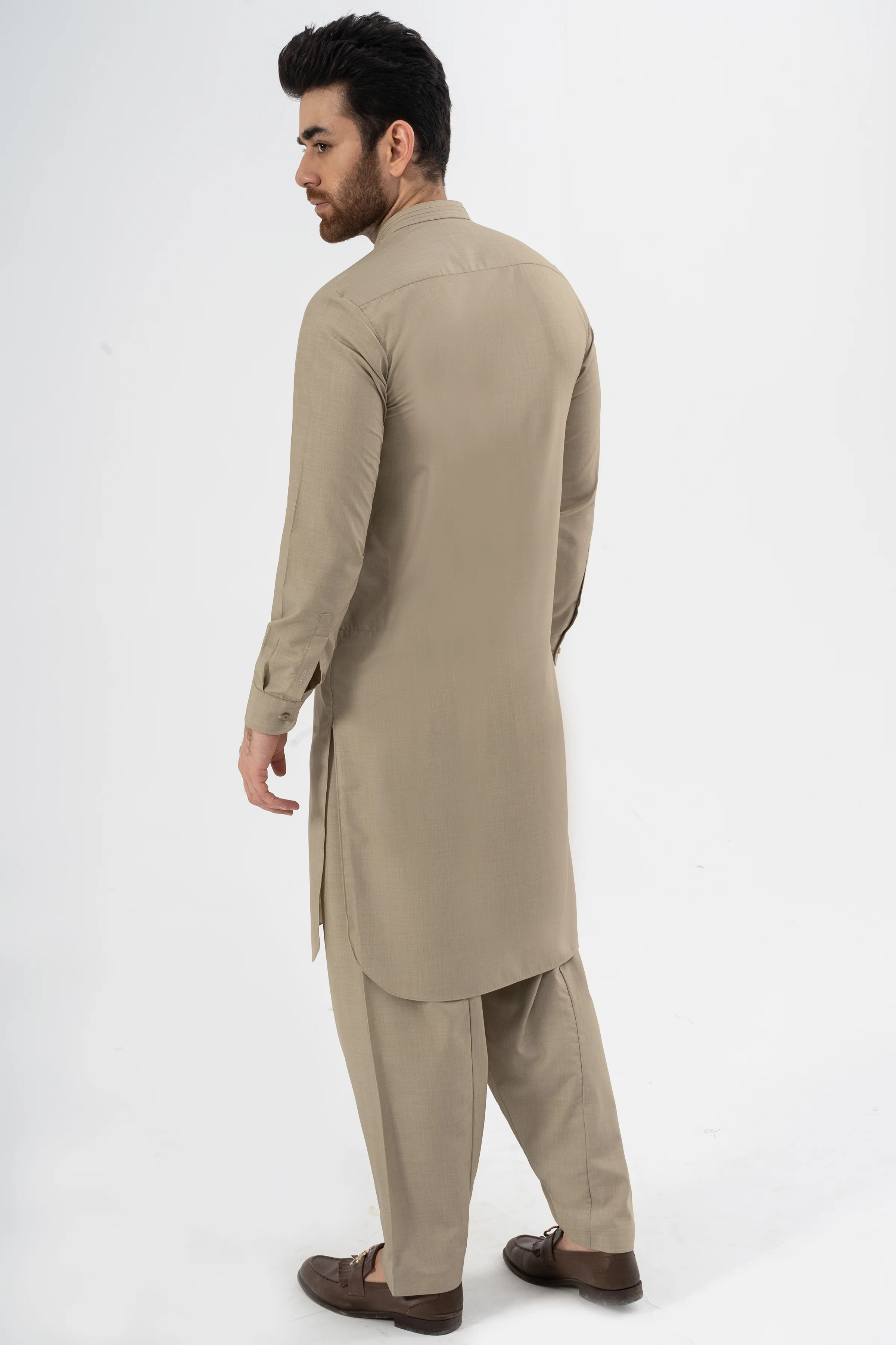 EXQUISITE TEXTURED SHALWAR KAMEEZ MID KHAKI - Image 5