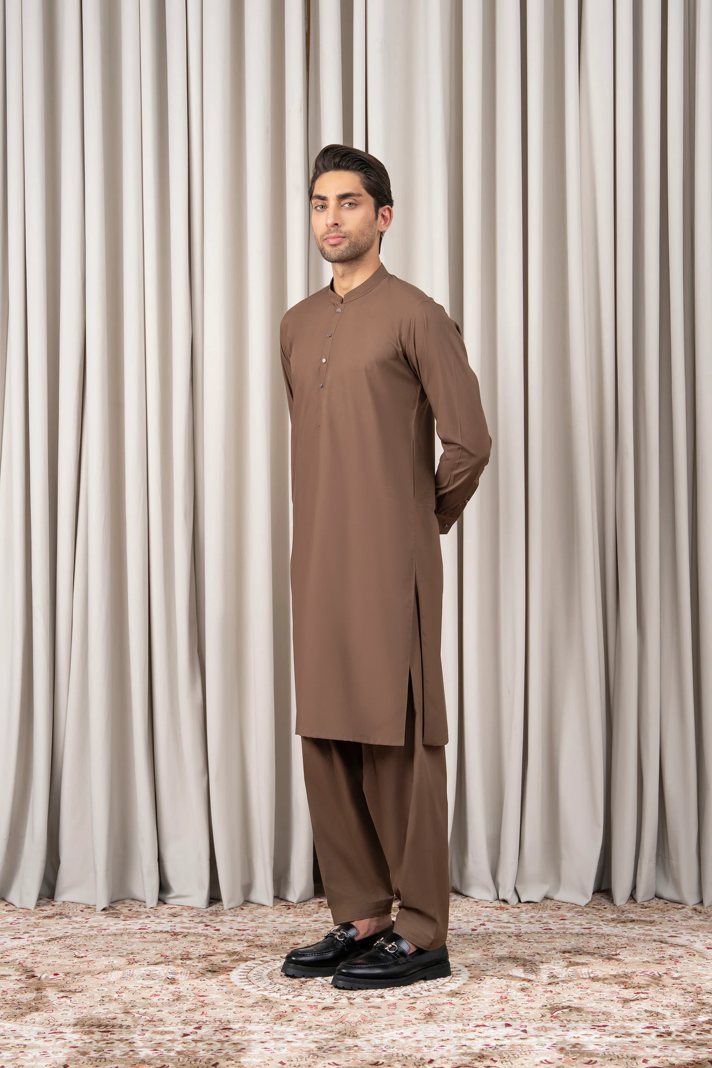 BLENDED KAMEEZ SHALWAR - PREMIUM COLLECTION BROWN - Image 5