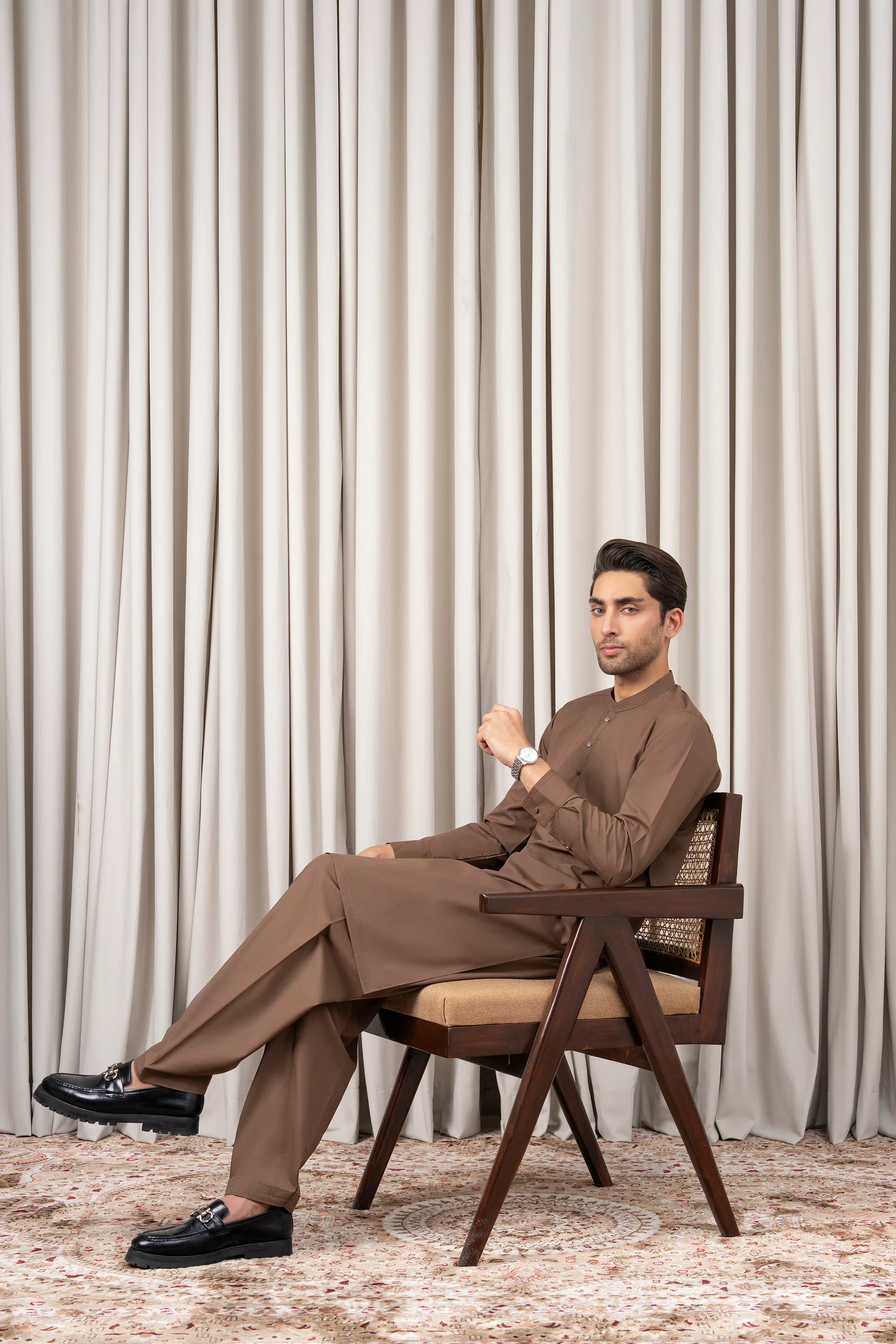 BLENDED KAMEEZ SHALWAR - PREMIUM COLLECTION BROWN - Image 6