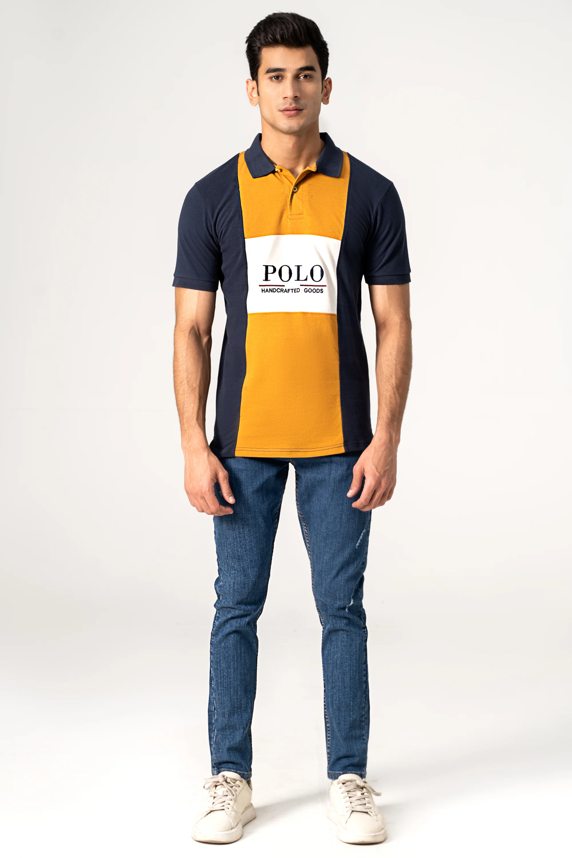 FASHION POLO NAVY MUSTARD WHITE