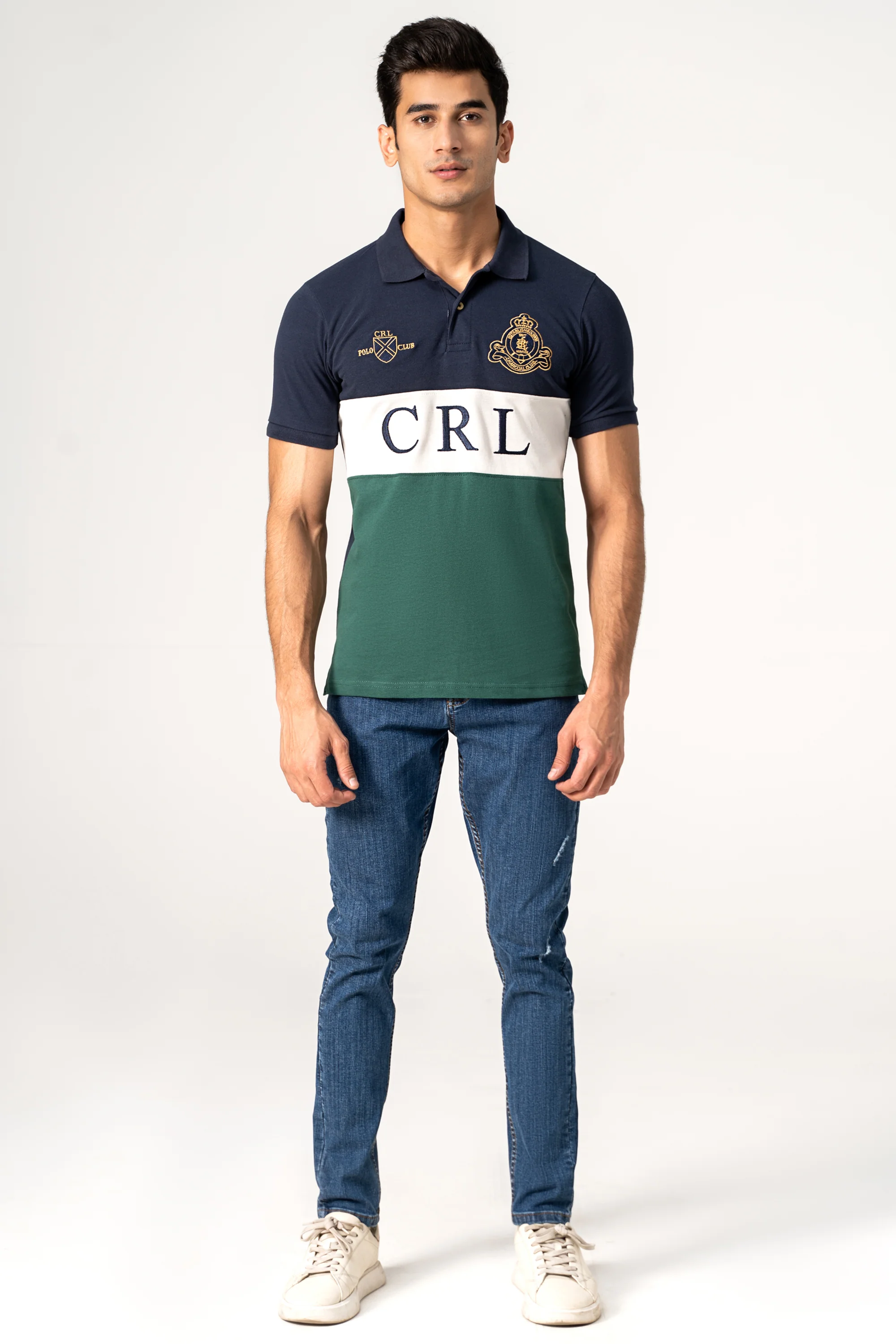 FASHION POLO NAVY WHITE GREEN