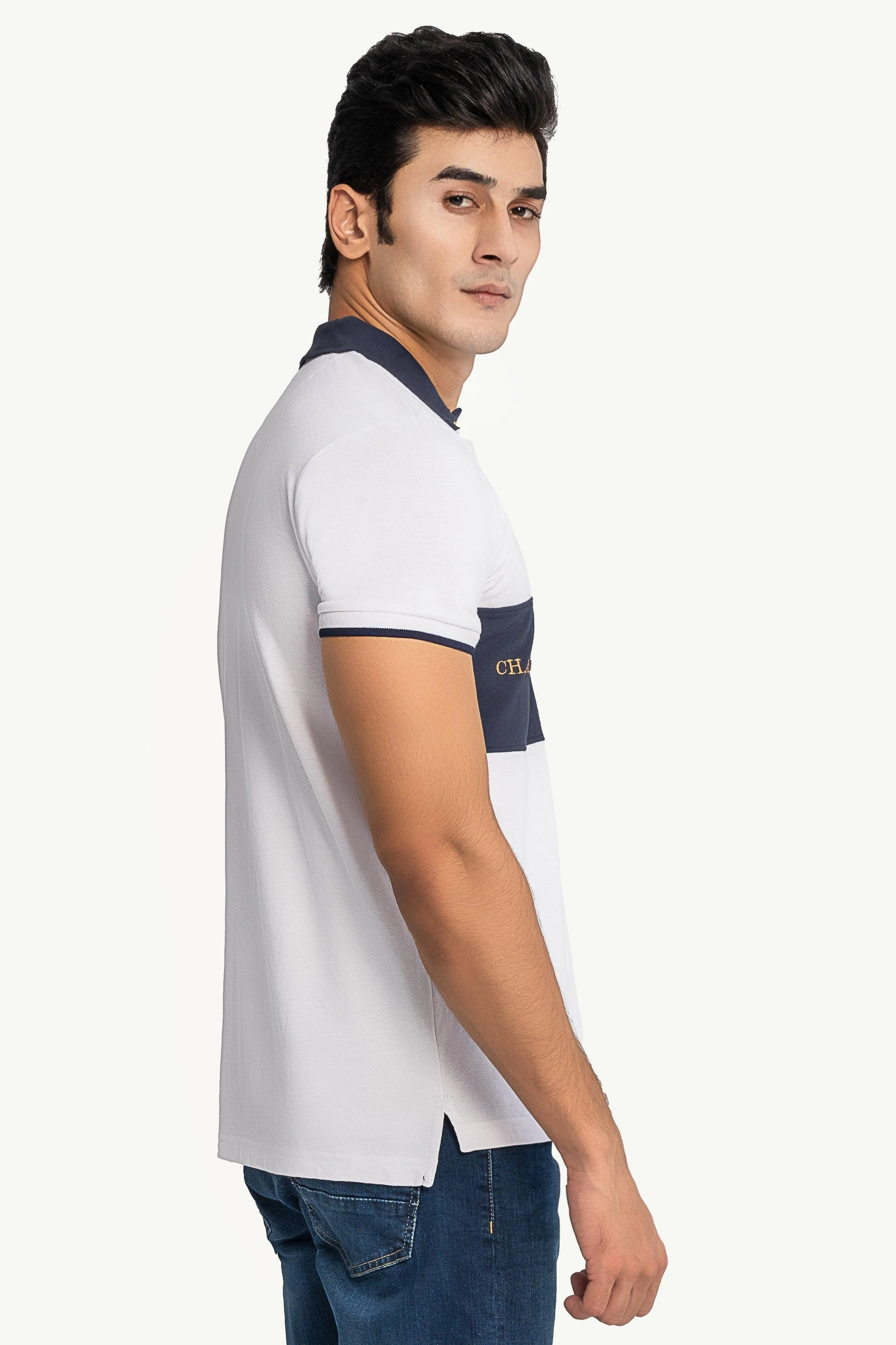 FASHION POLO WHITE NAVY - Image 3