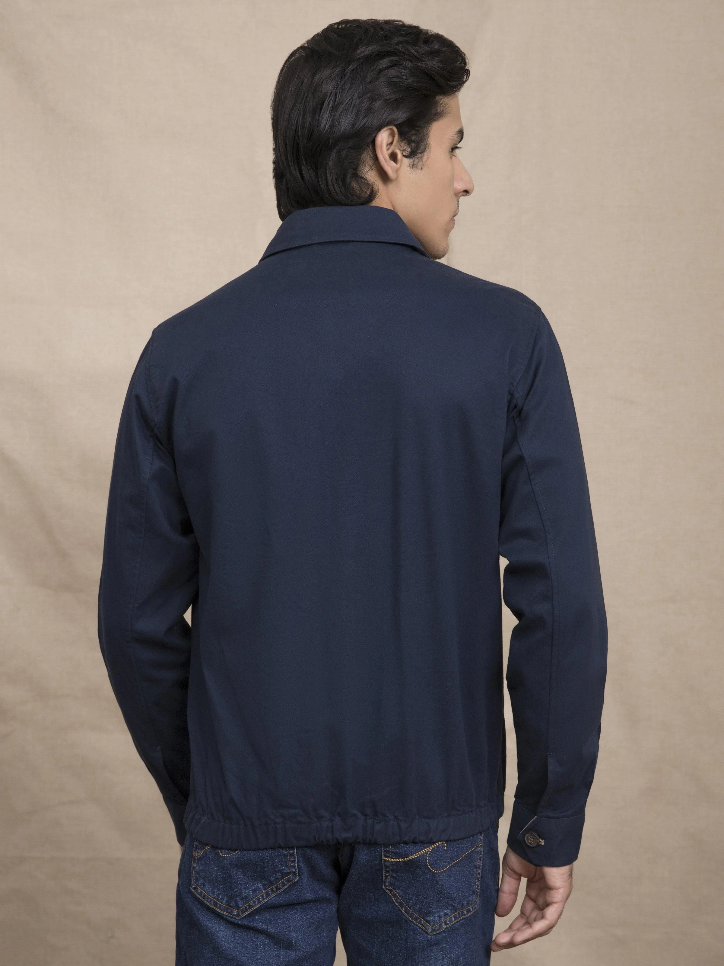 FULL SLEEVE COLLAR NAVY JACKET - Image 3