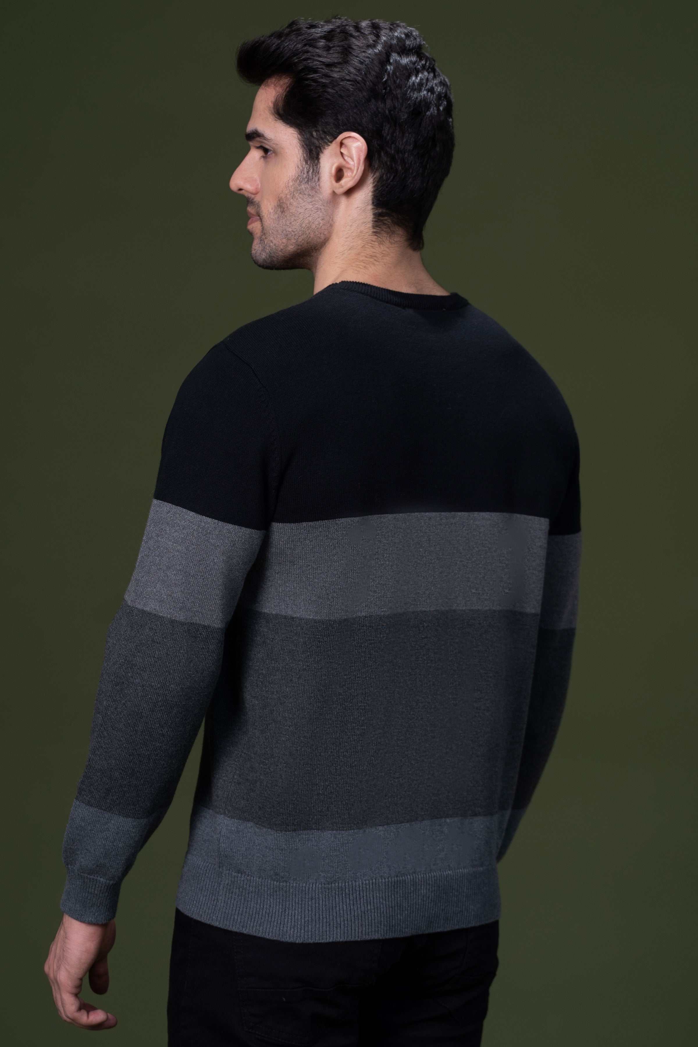 FULL SLEEVE SWEATER BLACK GREY - Image 4
