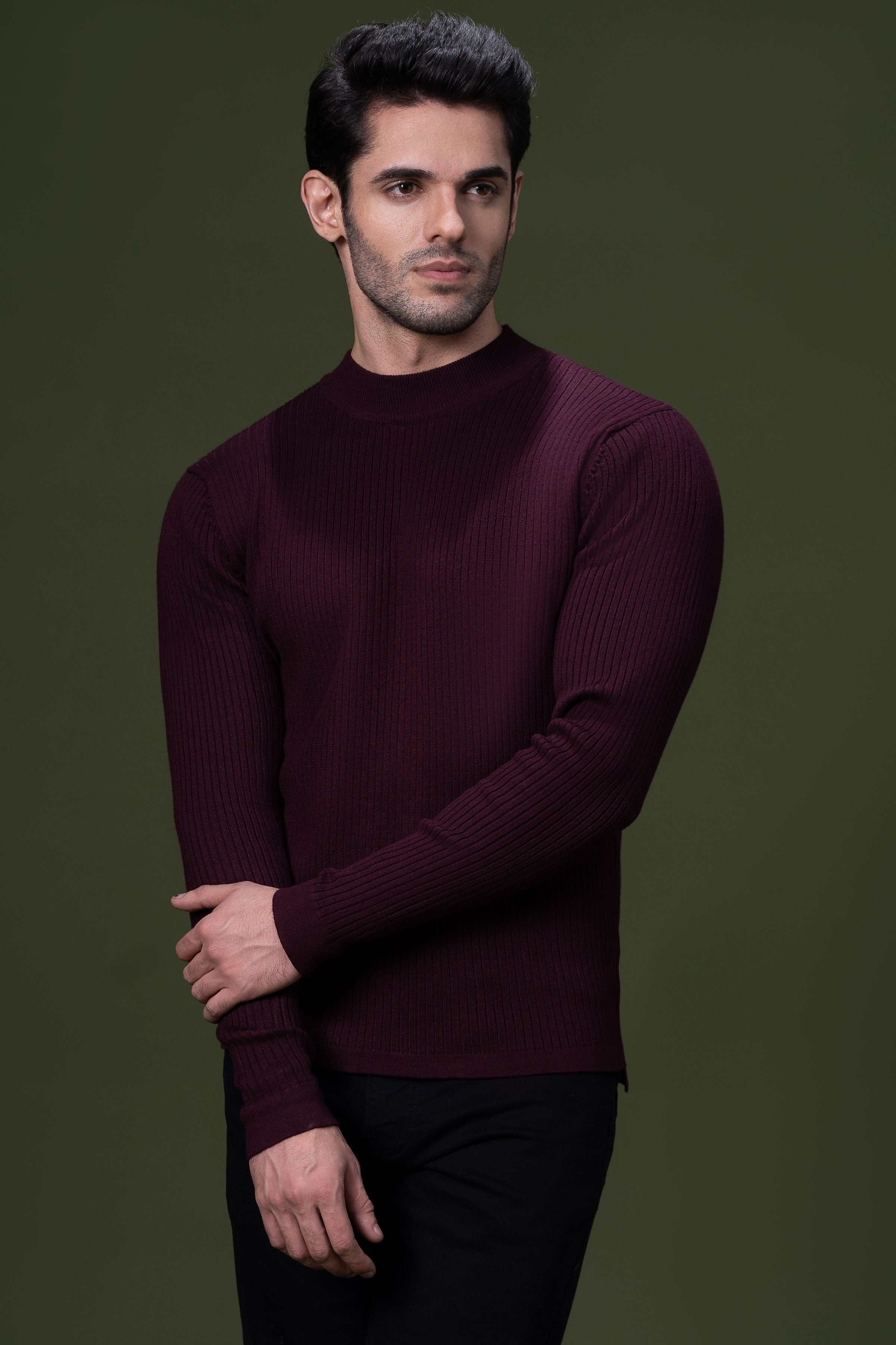 FULL SLEEVE SWEATER MAROON - Image 3