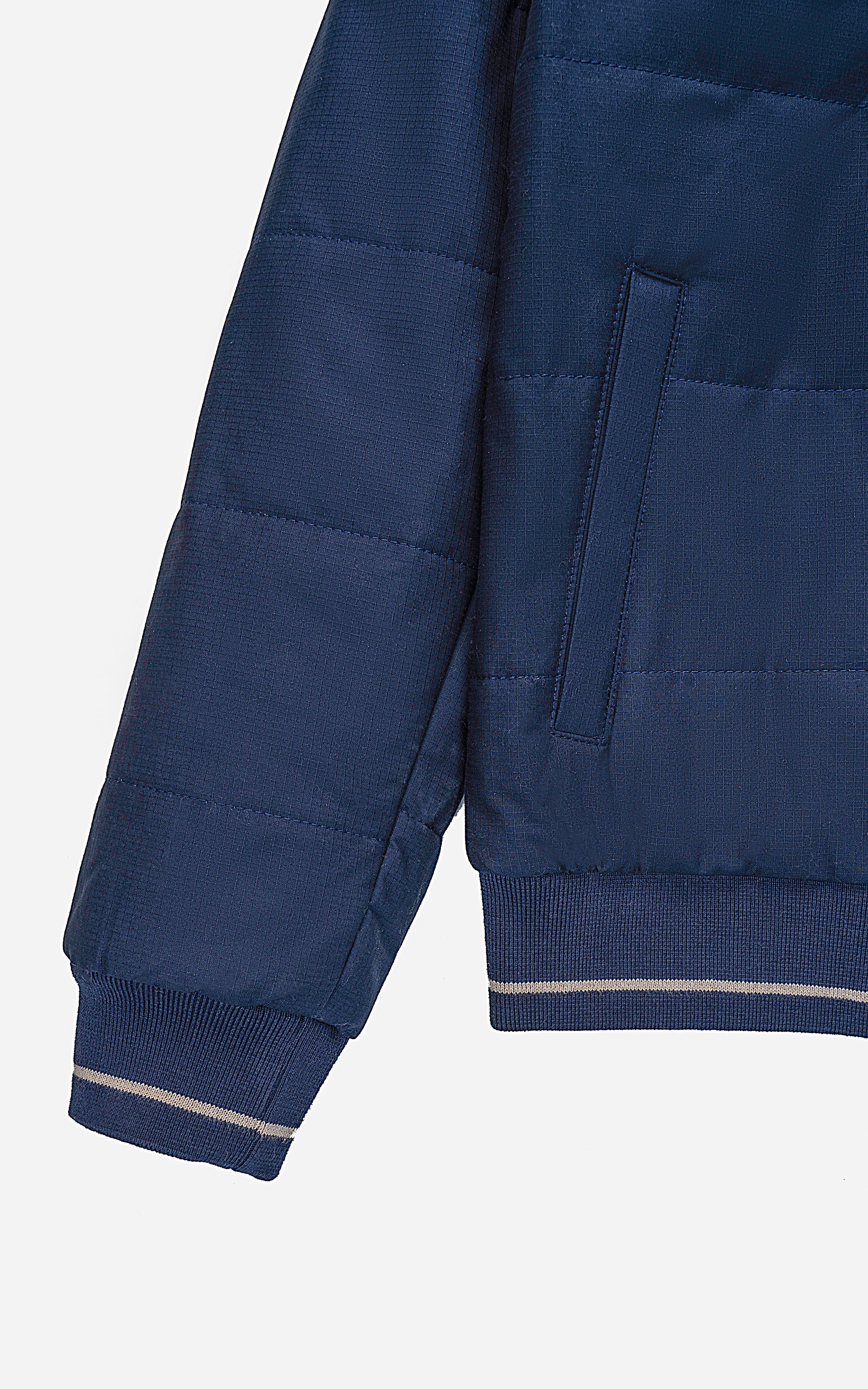 QUILTED FAUX FUR COLLAR JACKET NAVY - Image 5