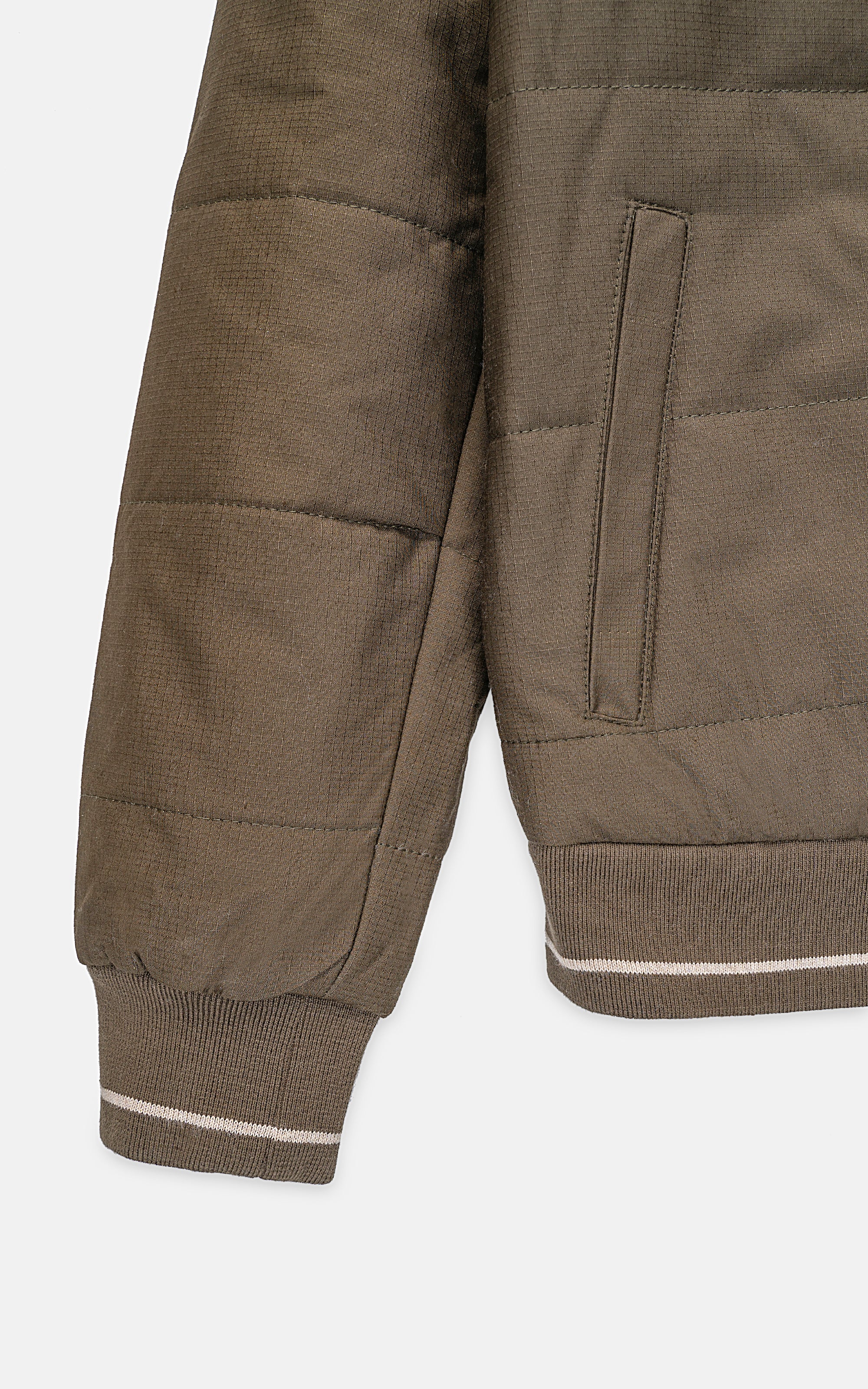 QUILTED FAUX FUR COLLAR JACKET OLIVE - Image 3
