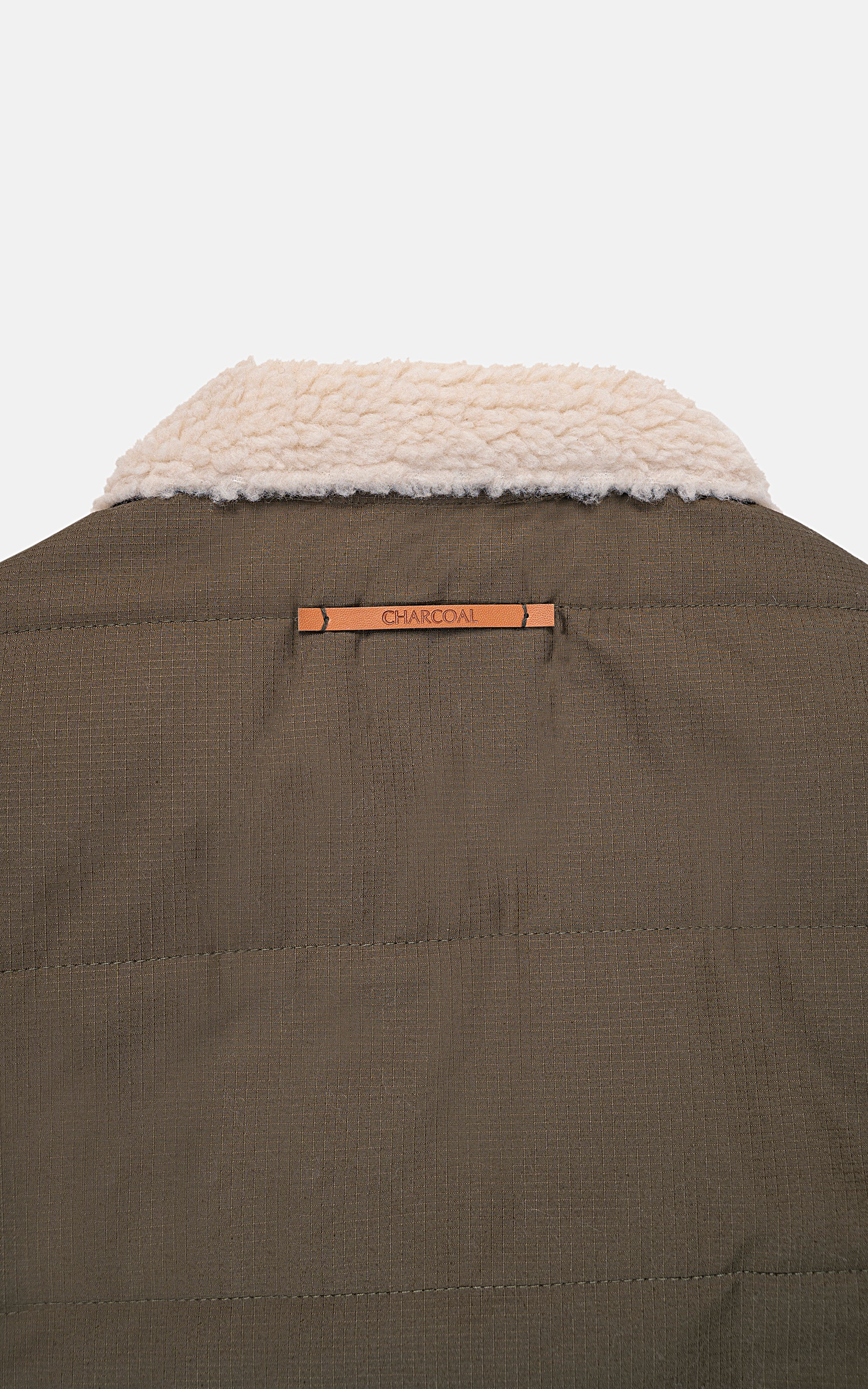 QUILTED FAUX FUR COLLAR JACKET OLIVE - Image 5