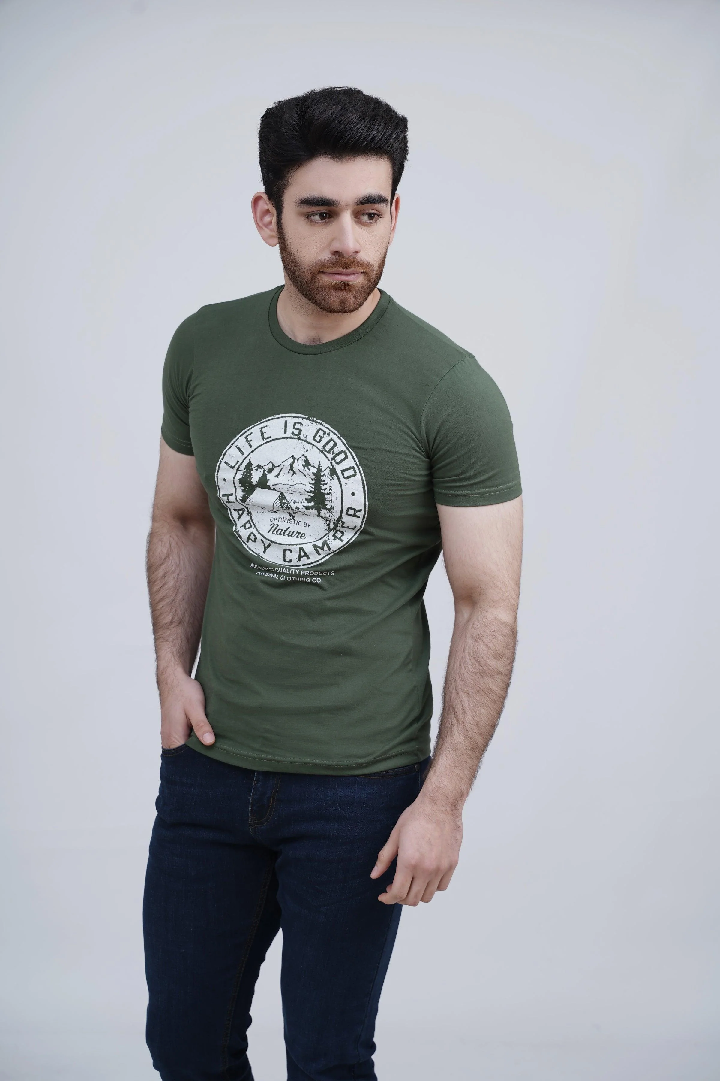 GRAPHIC T SHIRT OLIVE GREEN