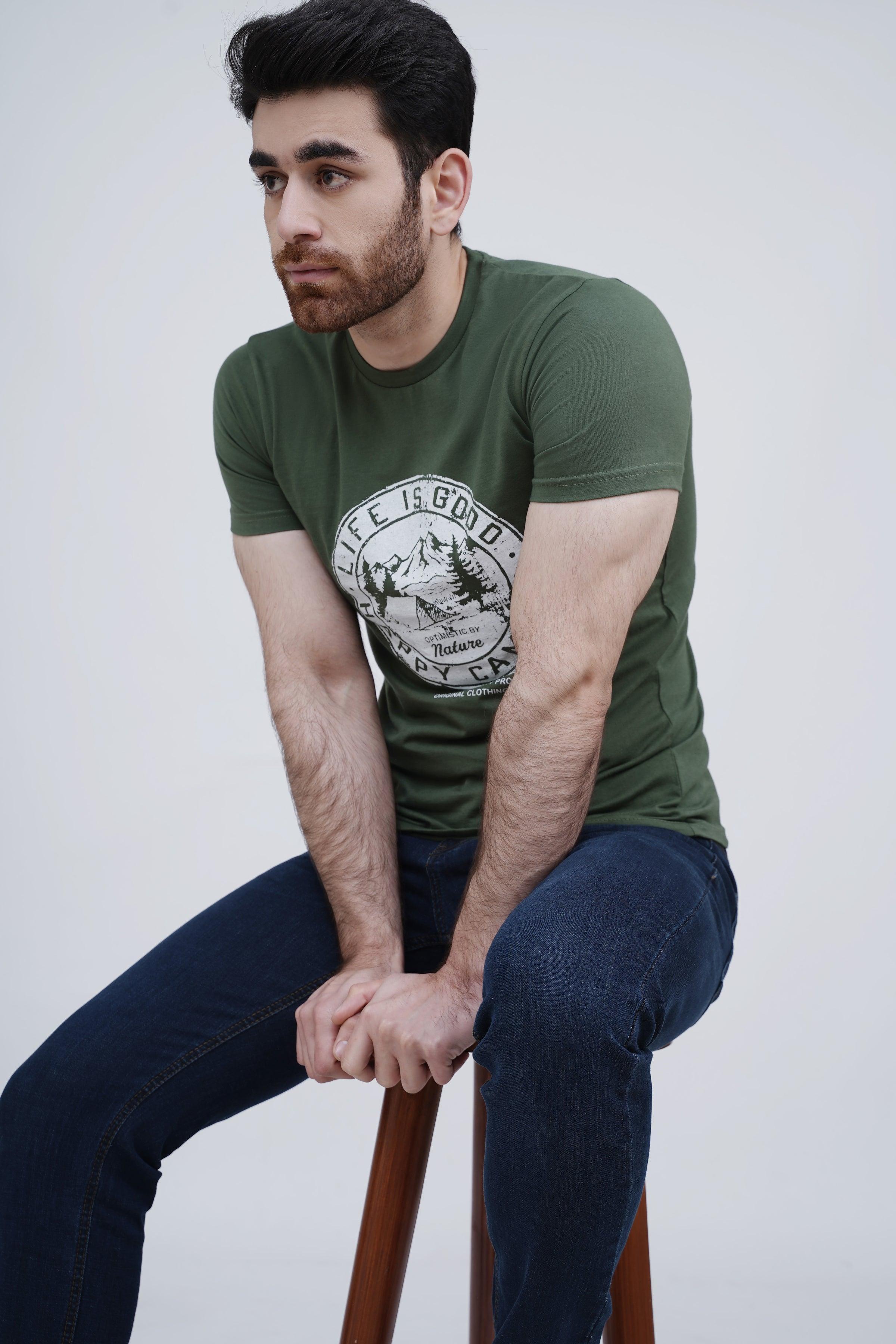 GRAPHIC T SHIRT OLIVE GREEN - Image 4