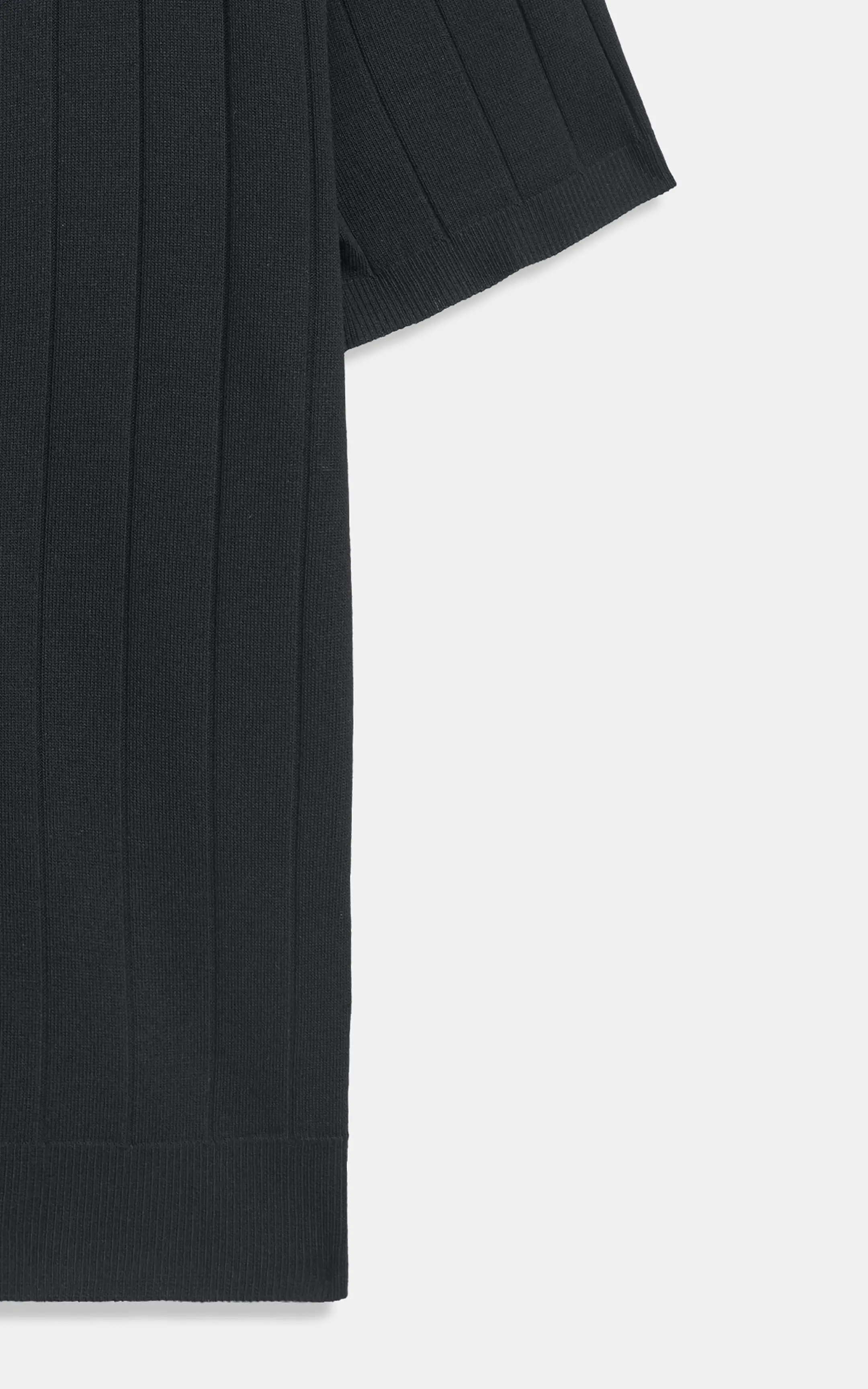 HALF SLEEVE CABLE KNIT CASUAL SHIRT BLACK - Image 6