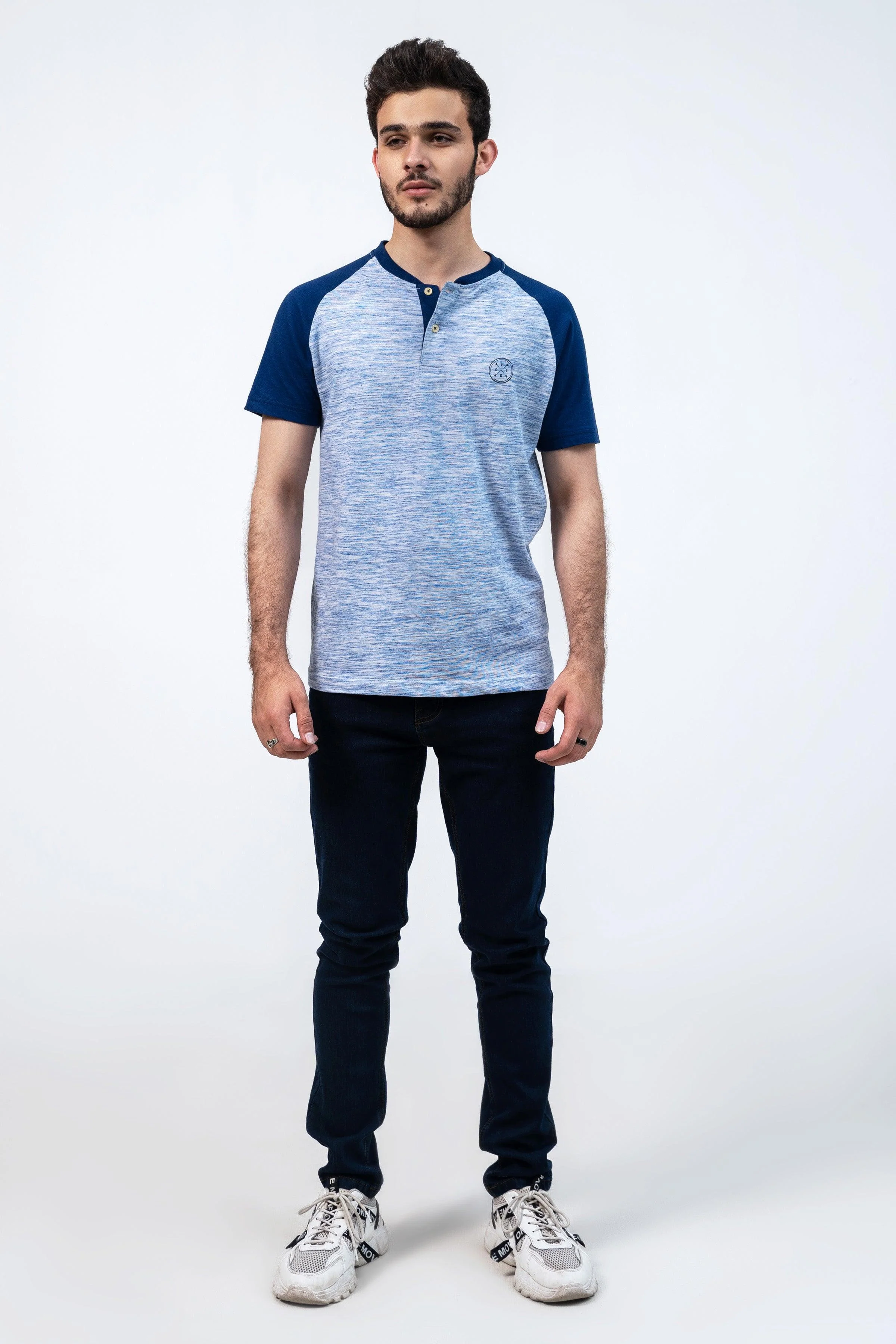 HENLEY RAGLAN T-SHIRT BLUE - Image 2